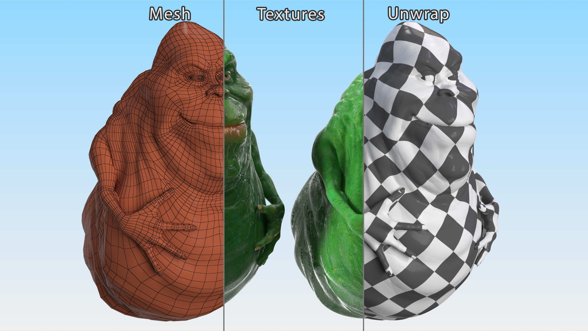 3D Slimer Green Ghost Calm Pose model