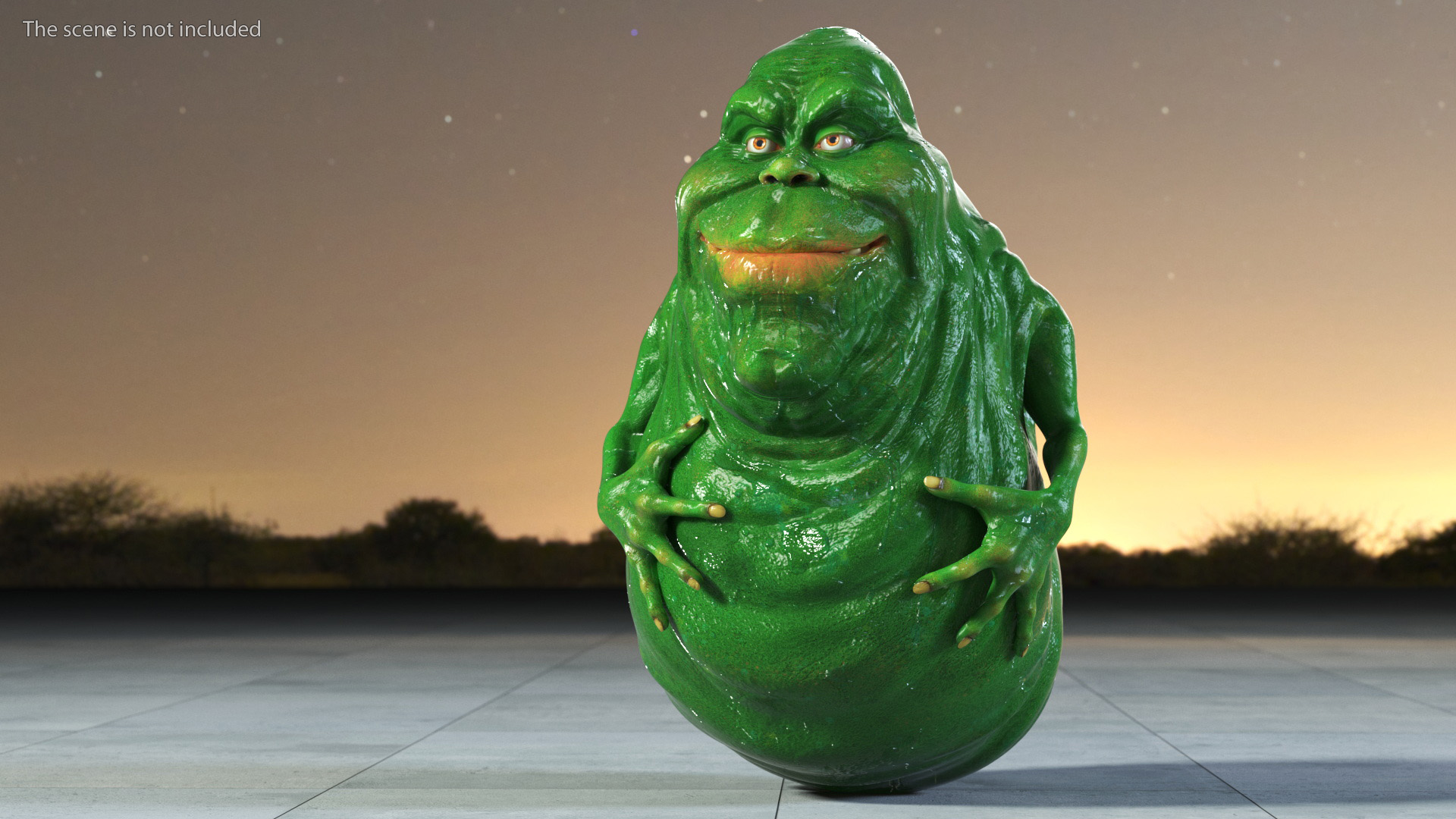 3D Slimer Green Ghost Calm Pose model