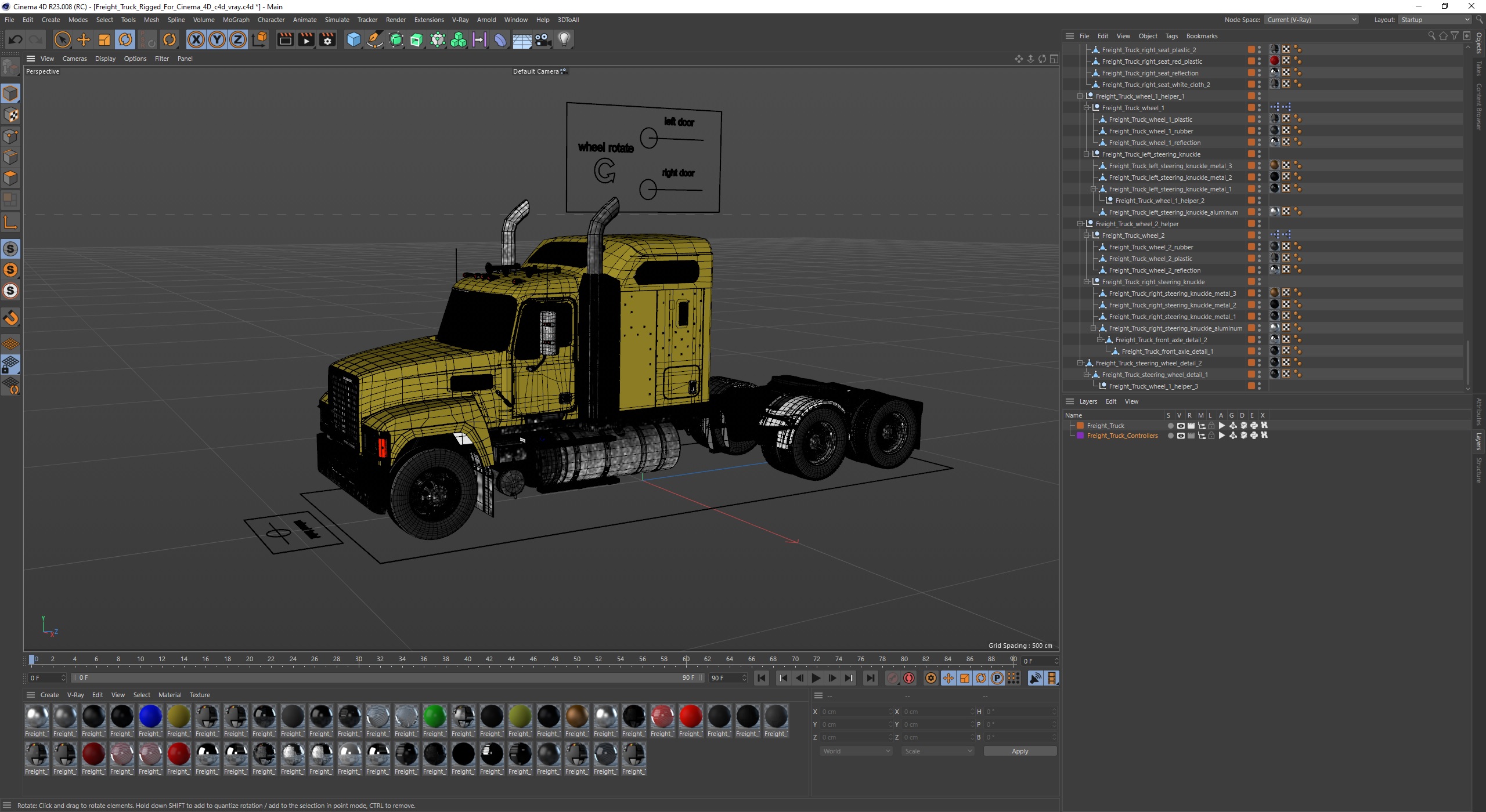 Freight Truck Rigged for Cinema 4D 3D model