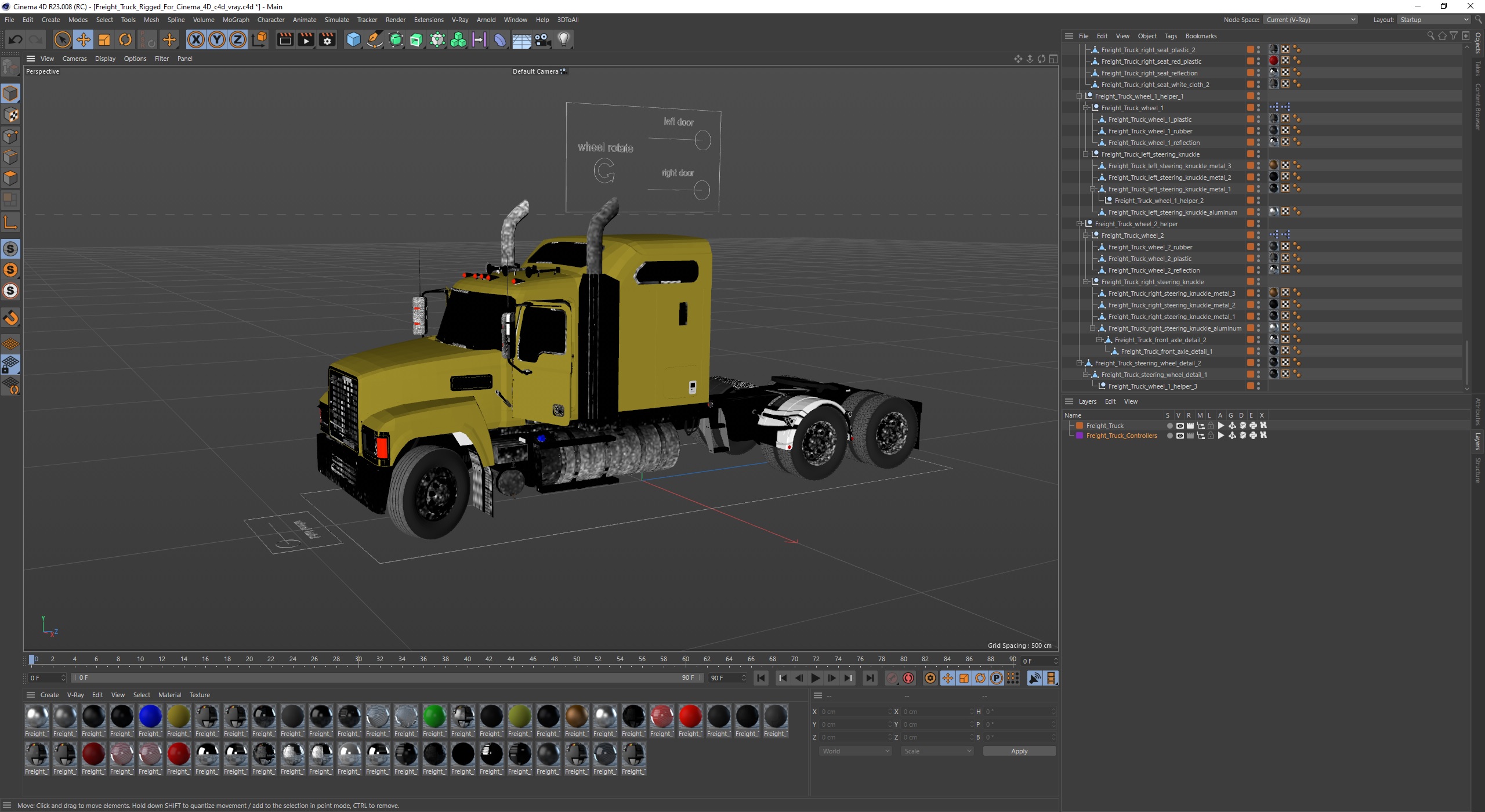 Freight Truck Rigged for Cinema 4D 3D model