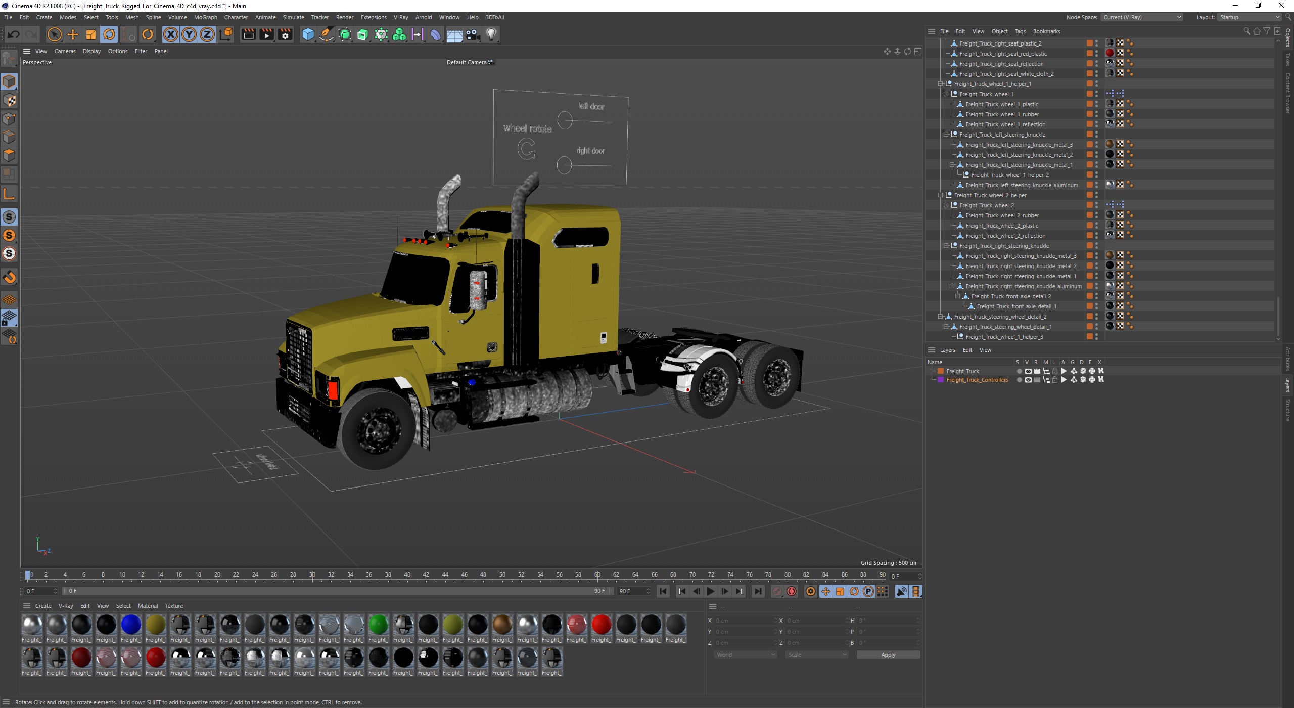 Freight Truck Rigged for Cinema 4D 3D model