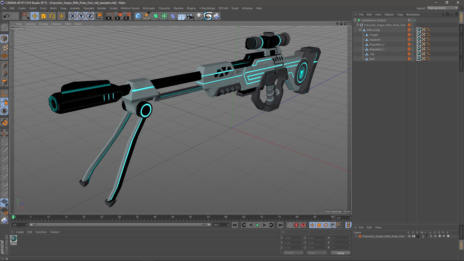 3D Futuristic Sniper Rifle Polar Owl model