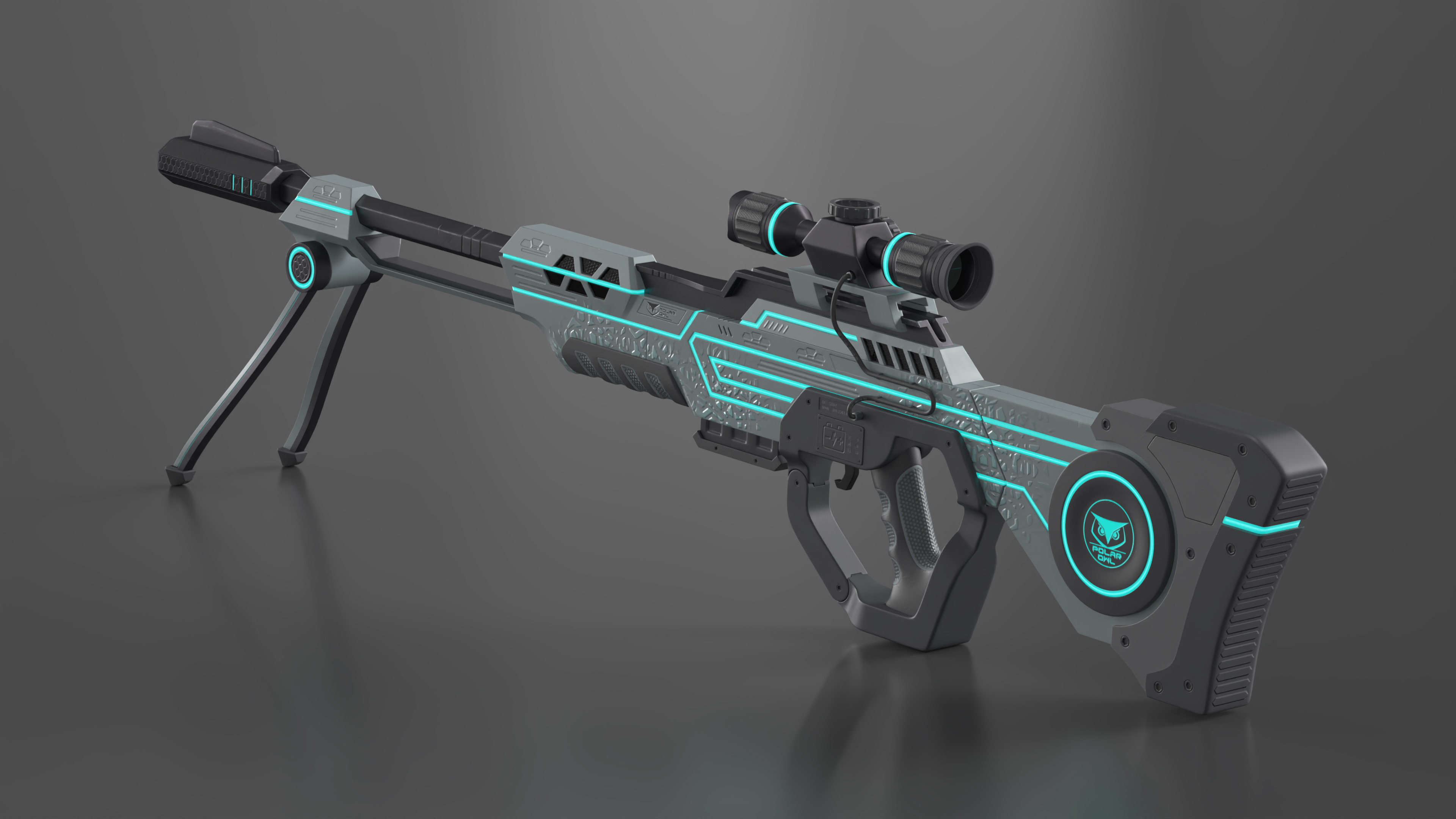 3D Futuristic Sniper Rifle Polar Owl model