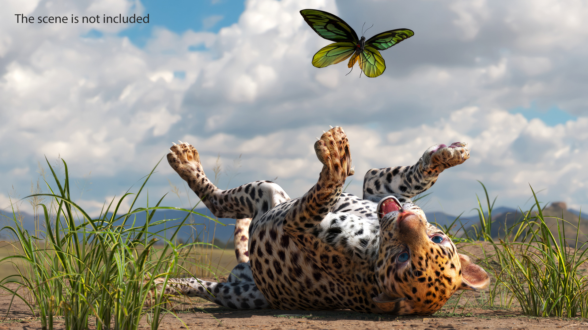 Playful Leopard Cub with Butterfly 3D model