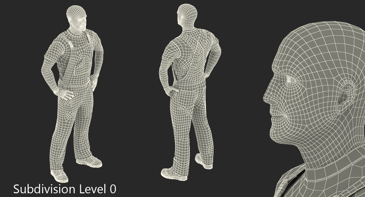 3D Construction Worker Standing Pose model