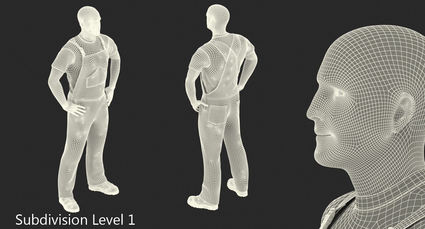 3D Construction Worker Standing Pose model