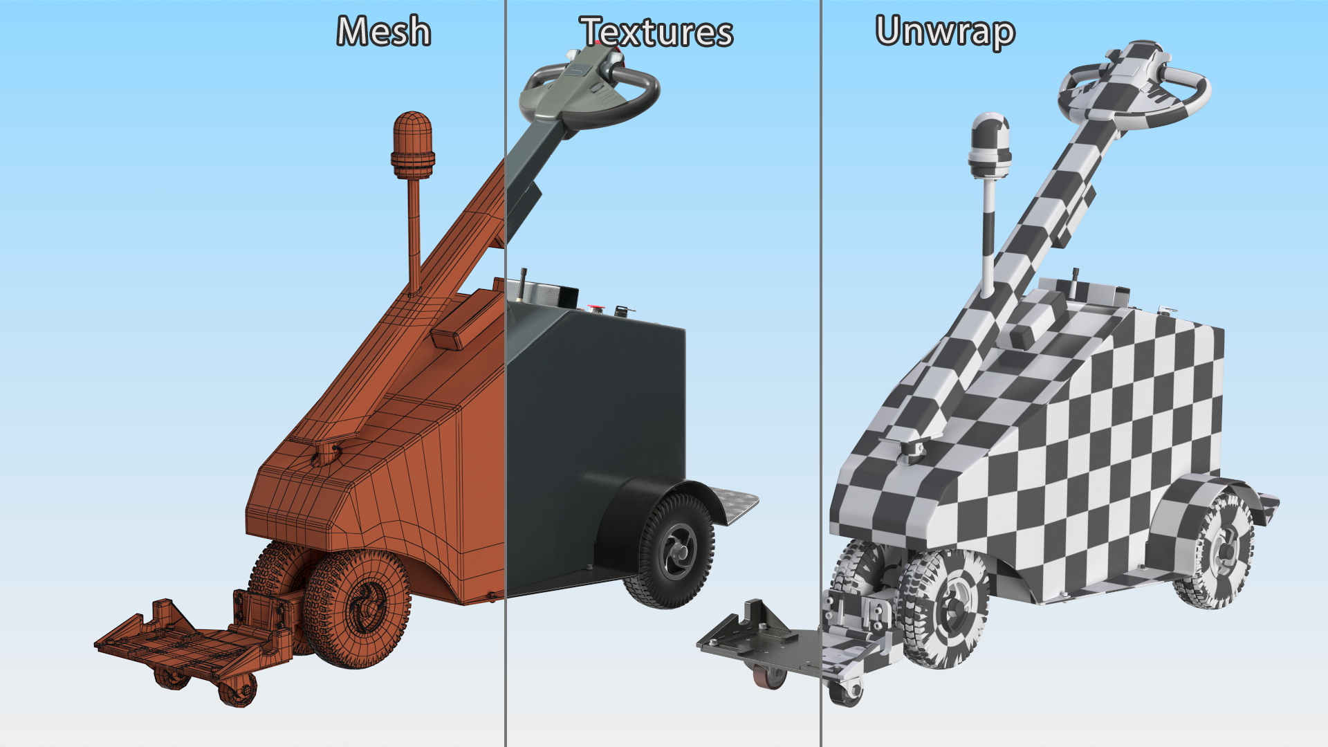 Grey Electric Tow Trolley Pusher 3D