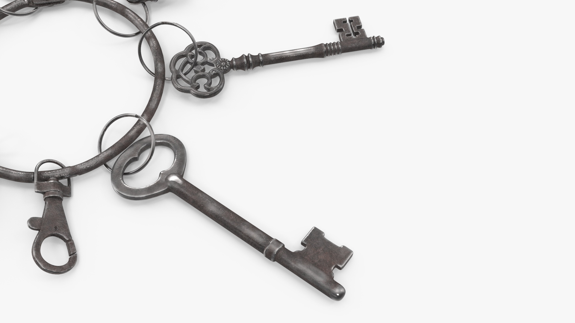 3D Historical Keys Ring Steel