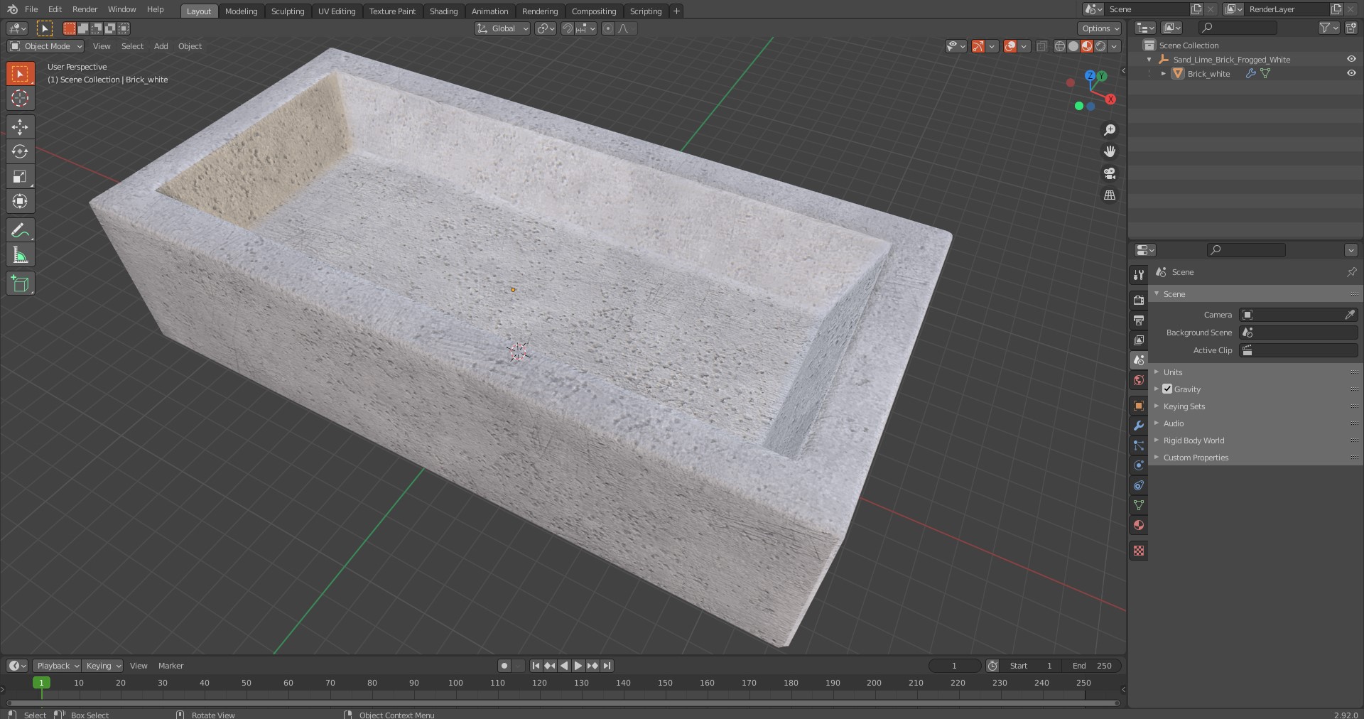 Sand Lime Brick Frogged White 3D model