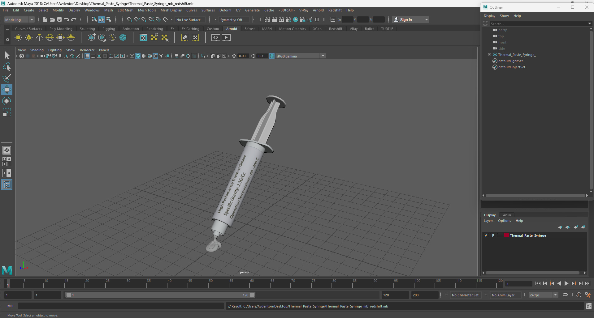 3D Thermal Paste Syringe