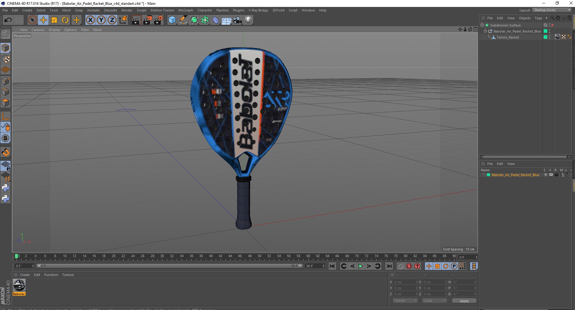 Babolar Air Padel Racket Blue 3D model