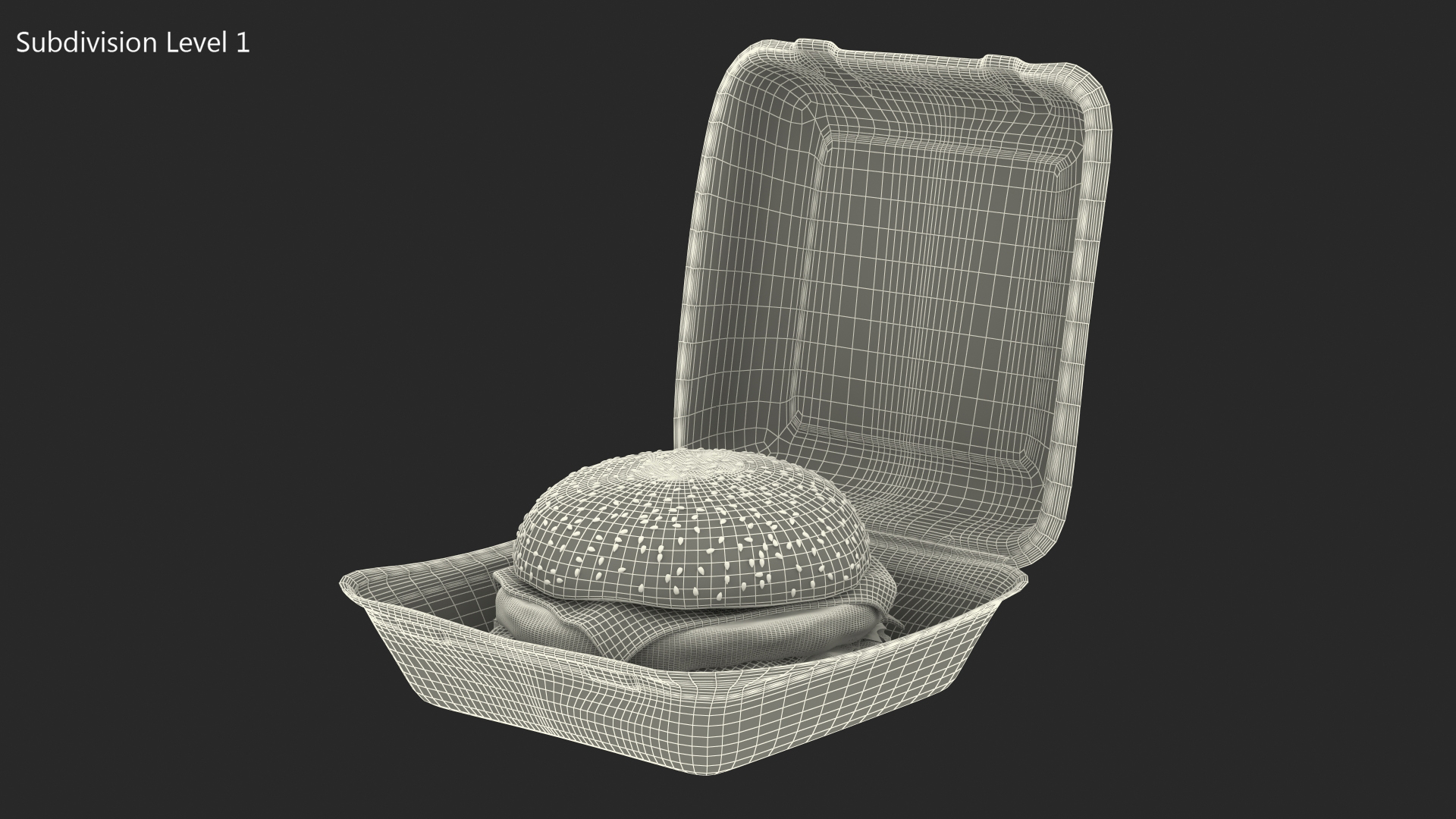 Bagasse Food Box with Cheeseburger 3D model