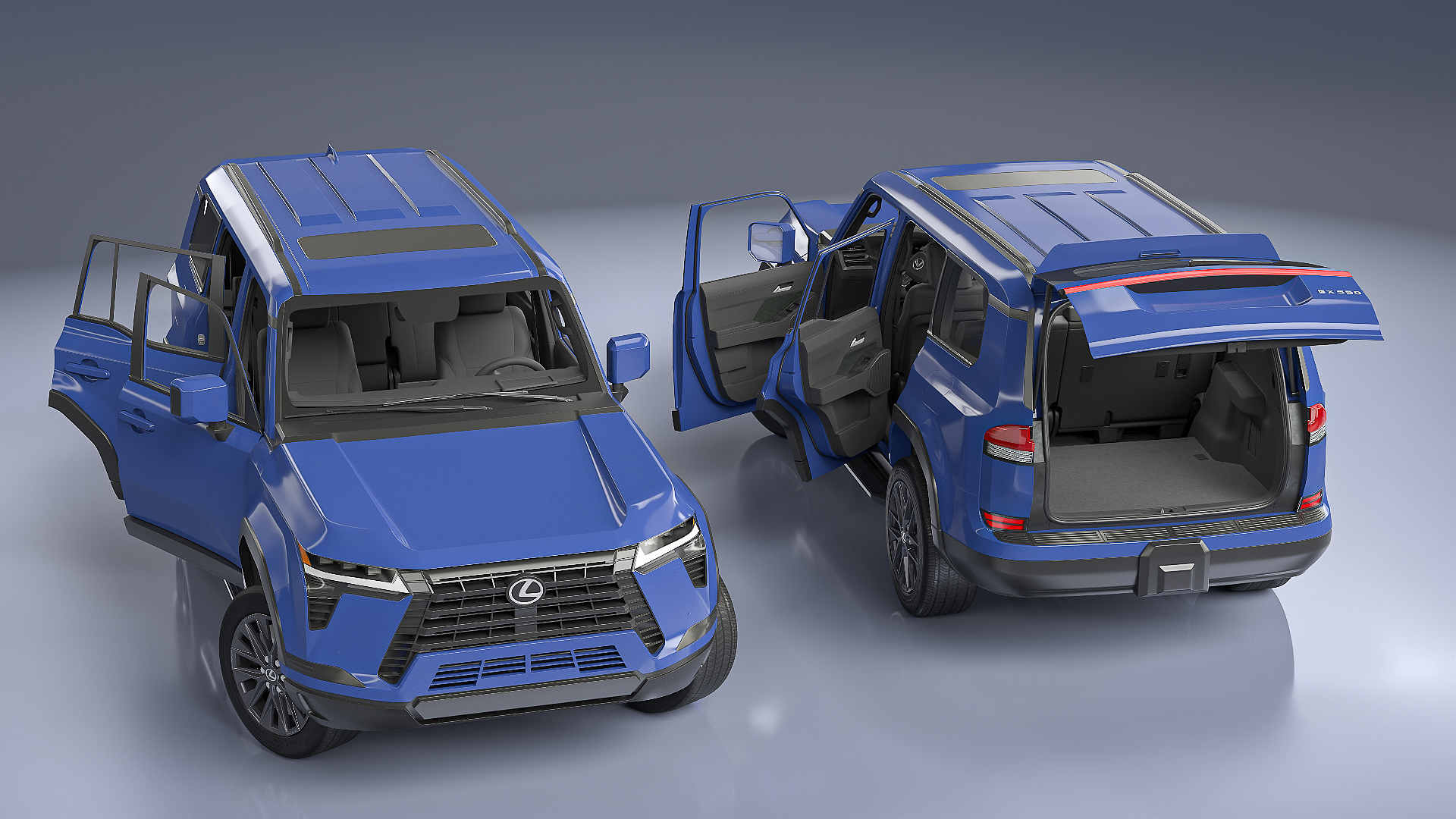 3D Lexus GX 550 SUV Nightfall Mica Blue Rigged model