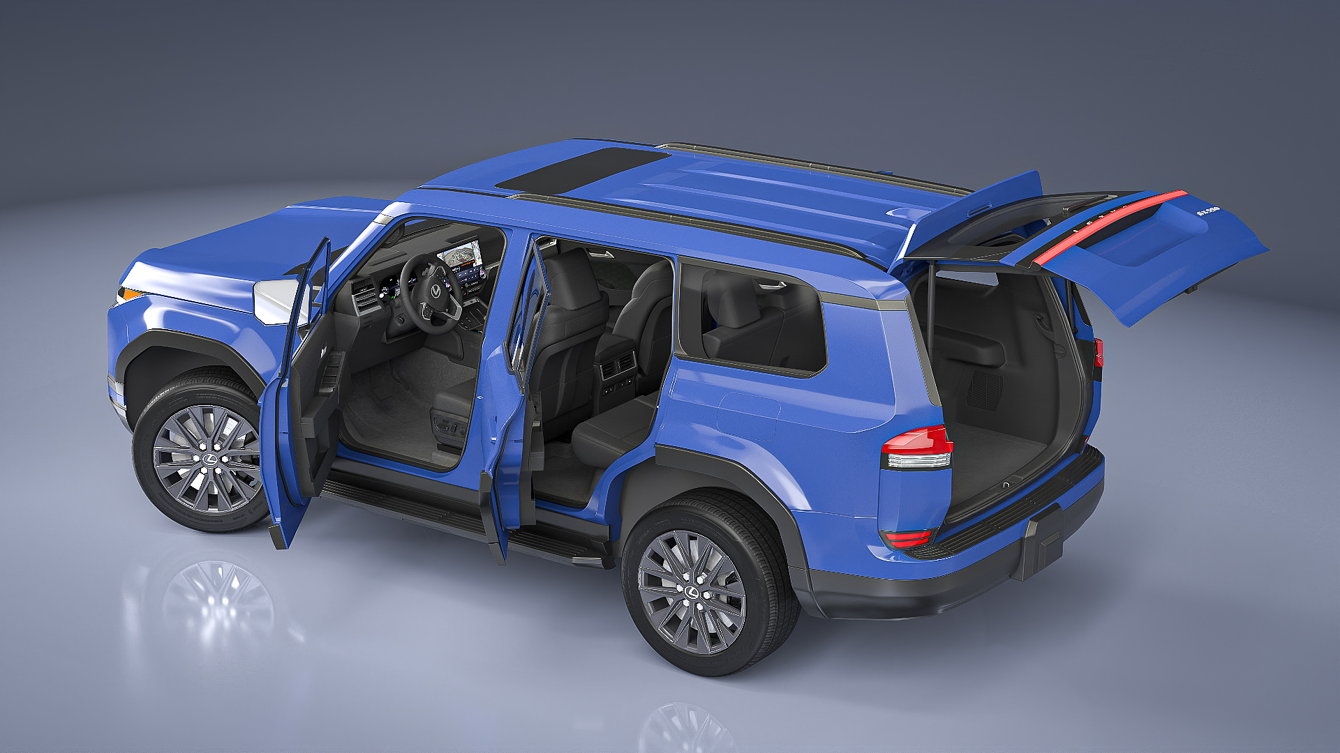 3D Lexus GX 550 SUV Nightfall Mica Blue Rigged model