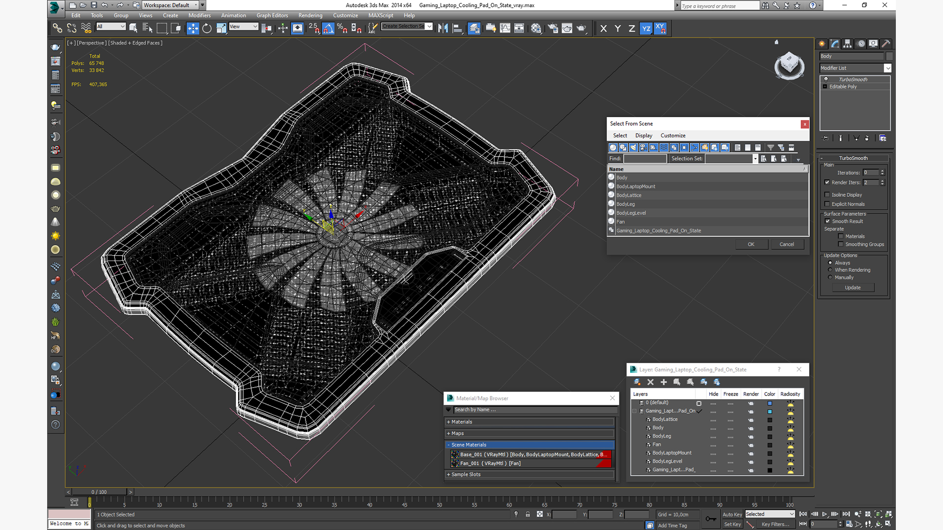 Gaming Laptop Cooling Pad On State 3D model