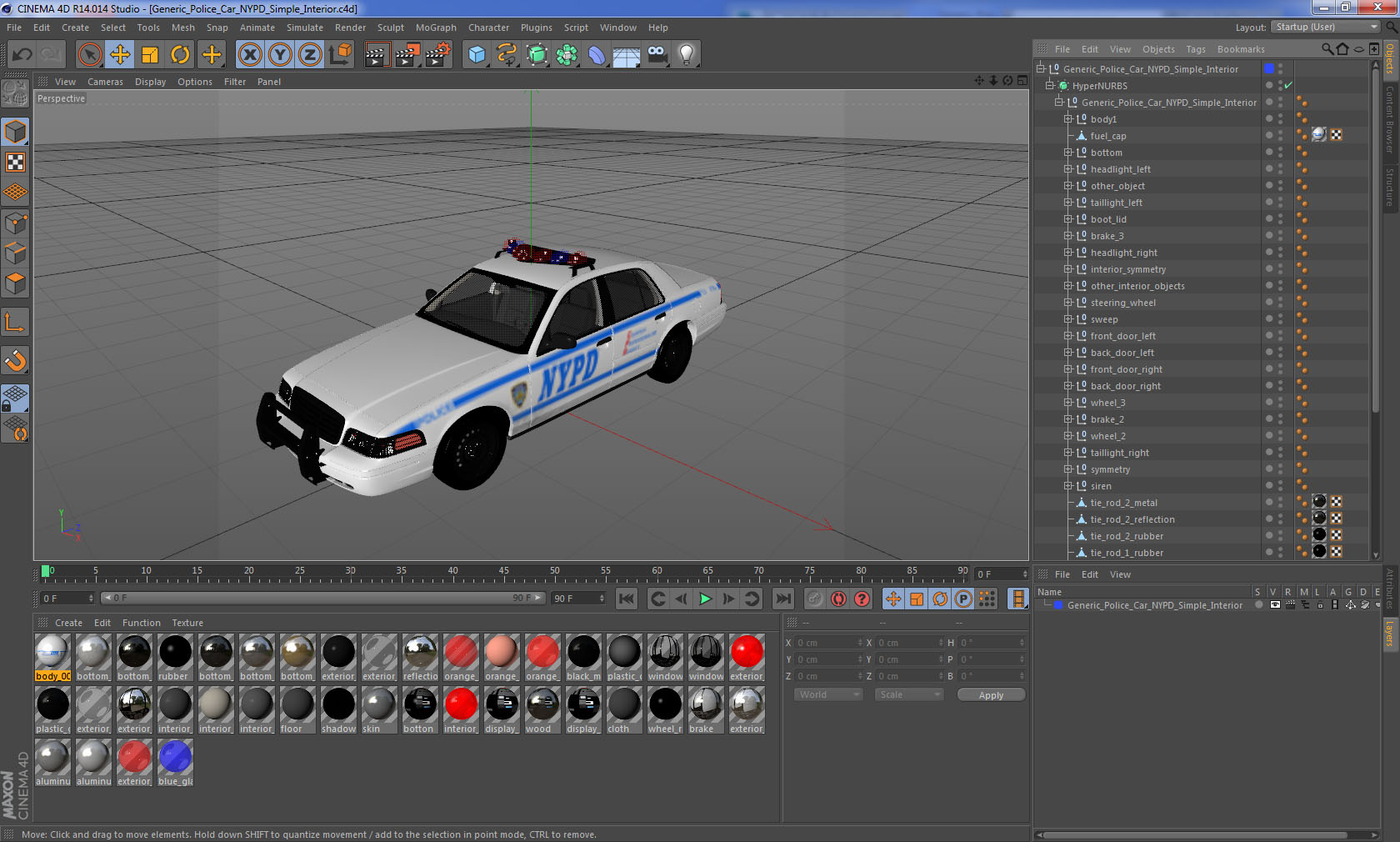 Generic Police Car NYPD Simple Interior 3D model