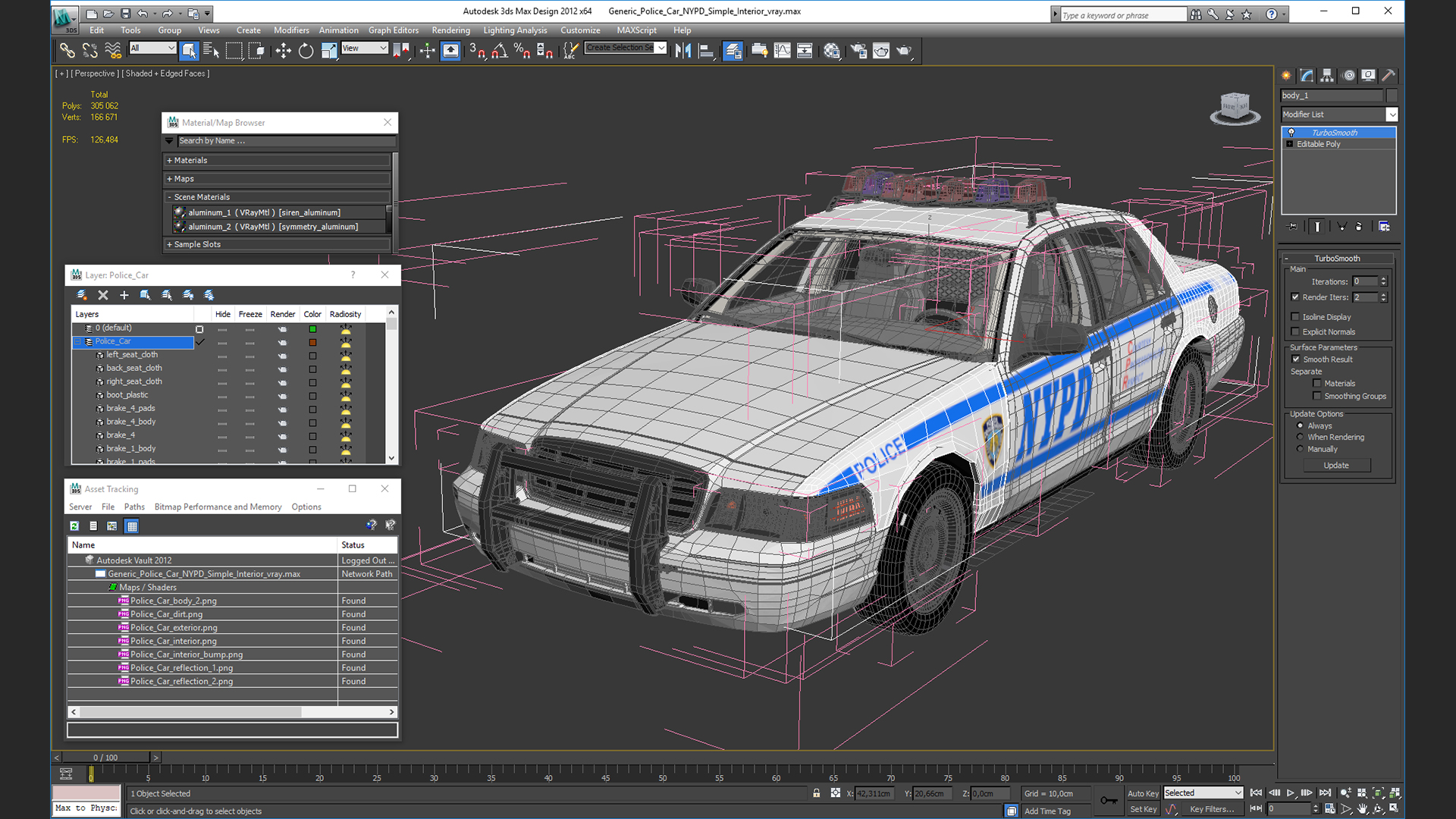 Generic Police Car NYPD Simple Interior 3D model