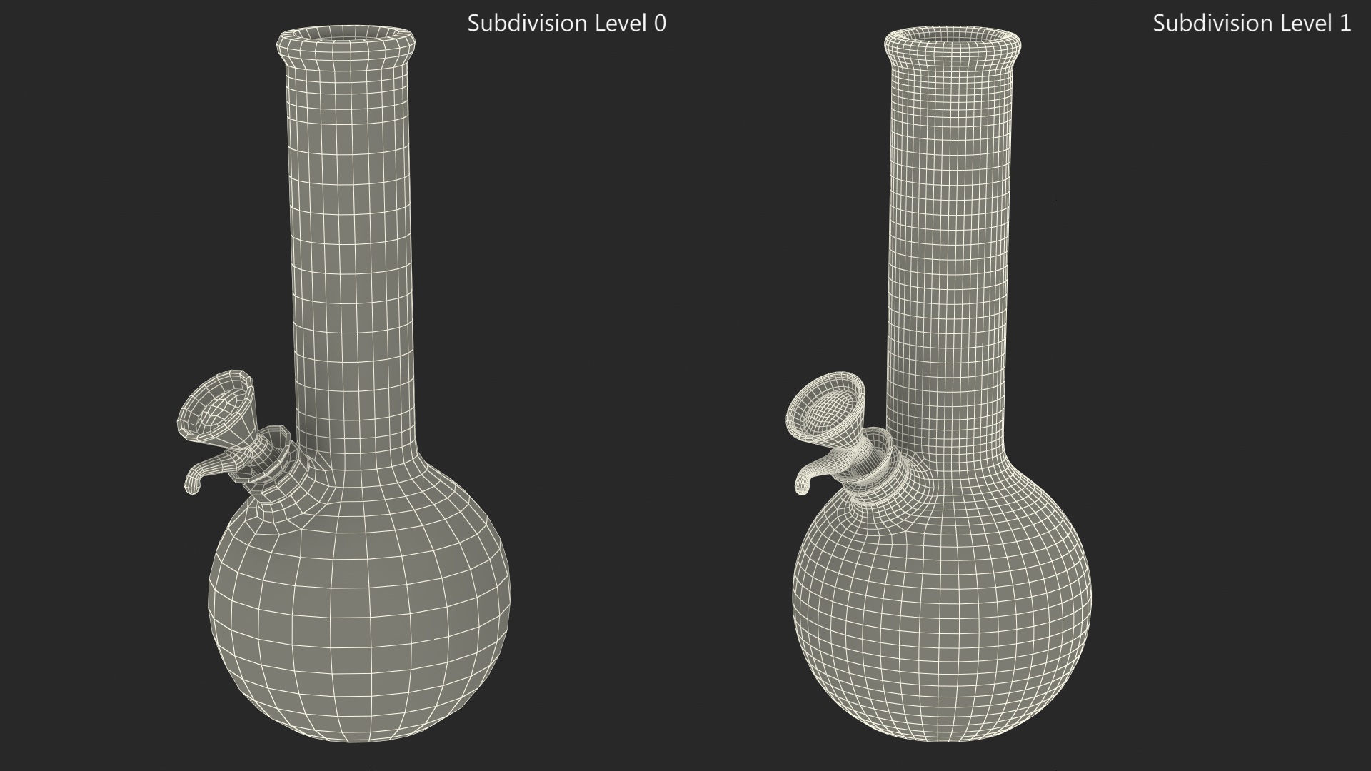 3D model Round Glass Bong with Cannabis