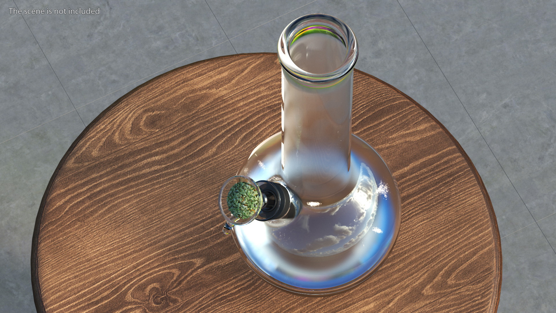 3D model Round Glass Bong with Cannabis