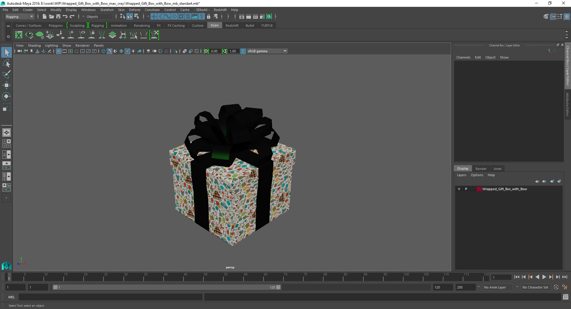 3D model Wrapped Gift Box with Bow