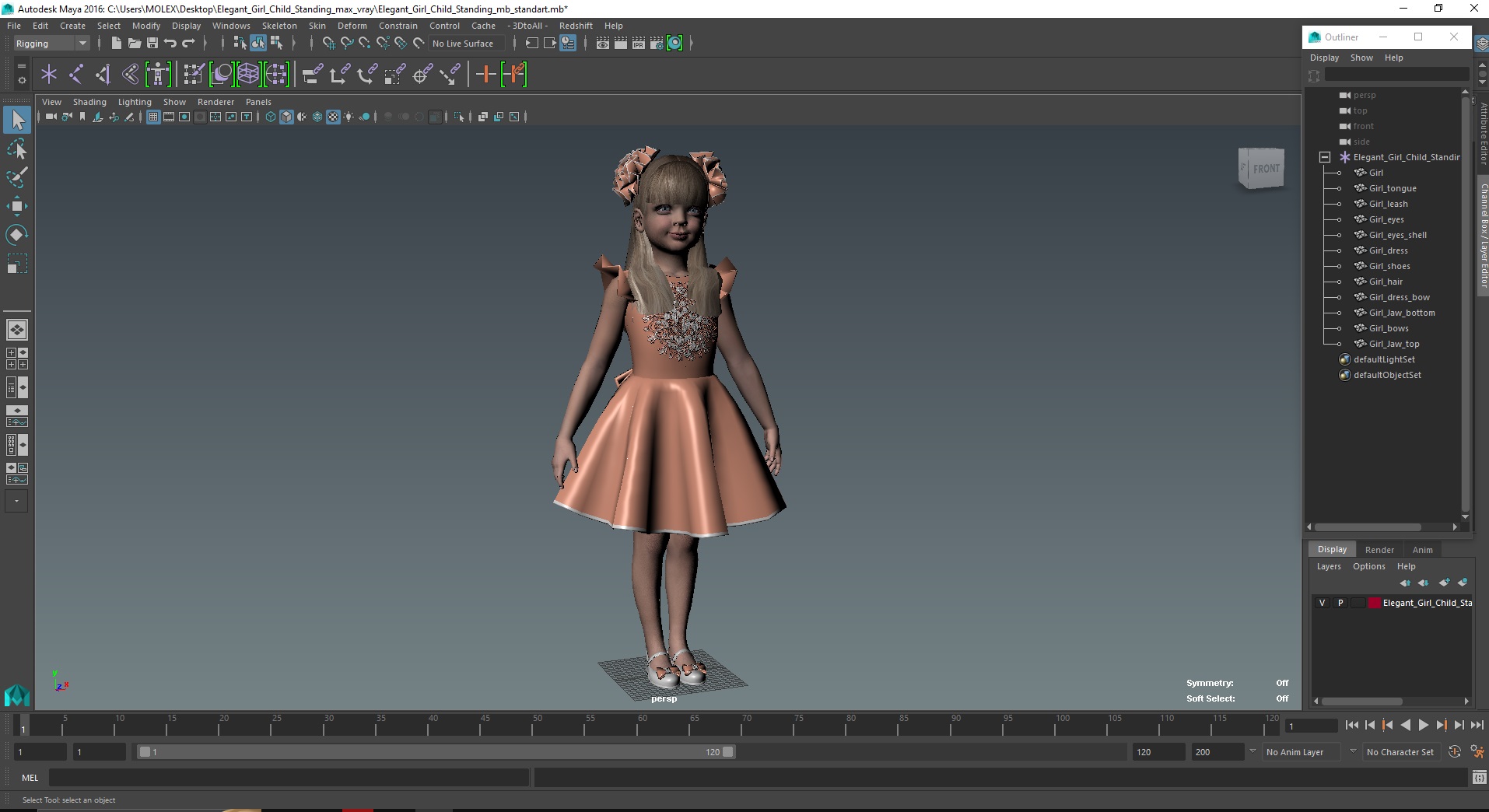 Elegant Girl Child Standing 3D