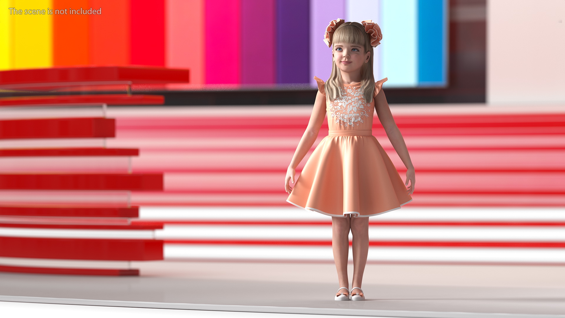 Elegant Girl Child Standing 3D