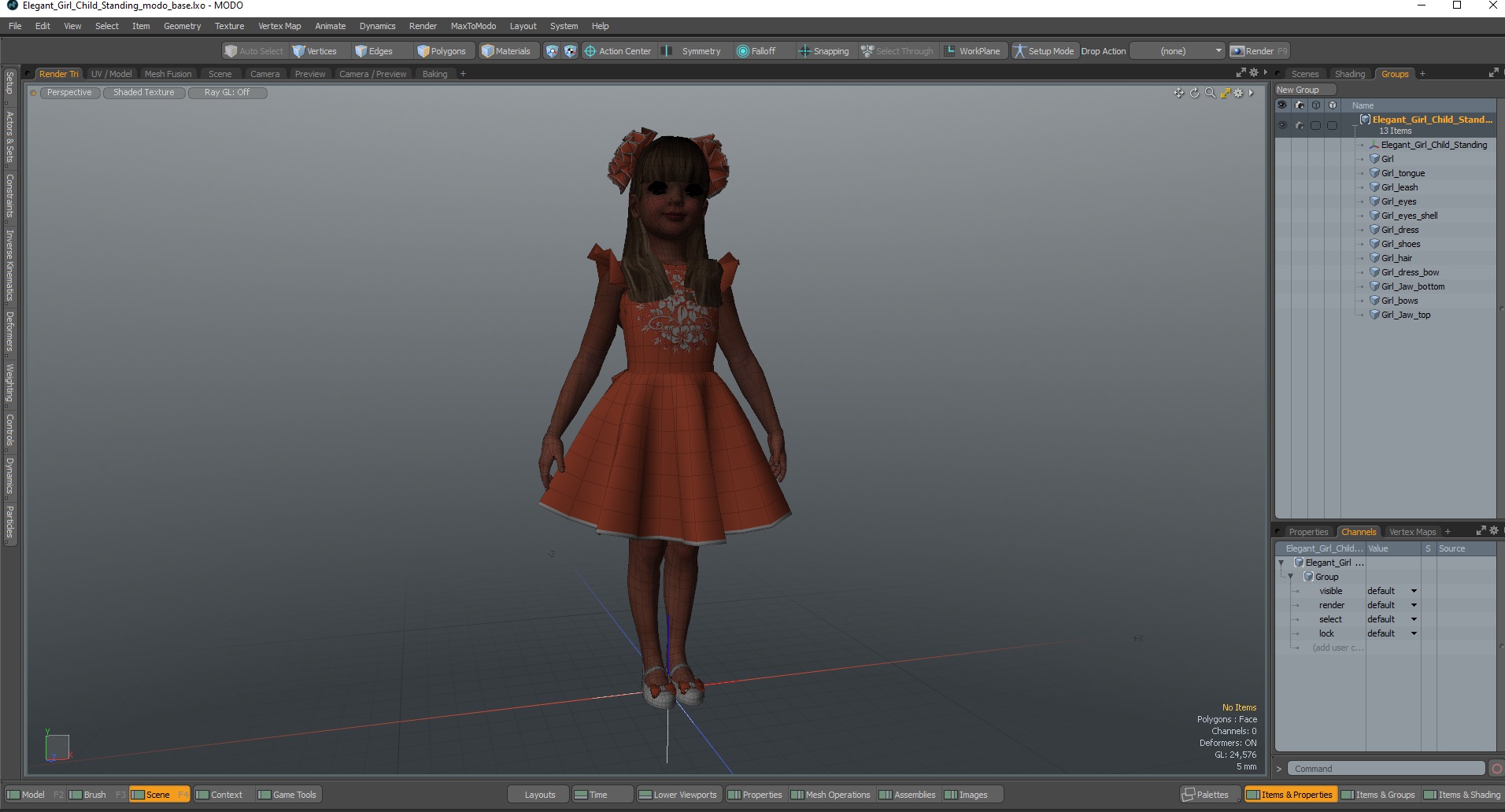 Elegant Girl Child Standing 3D