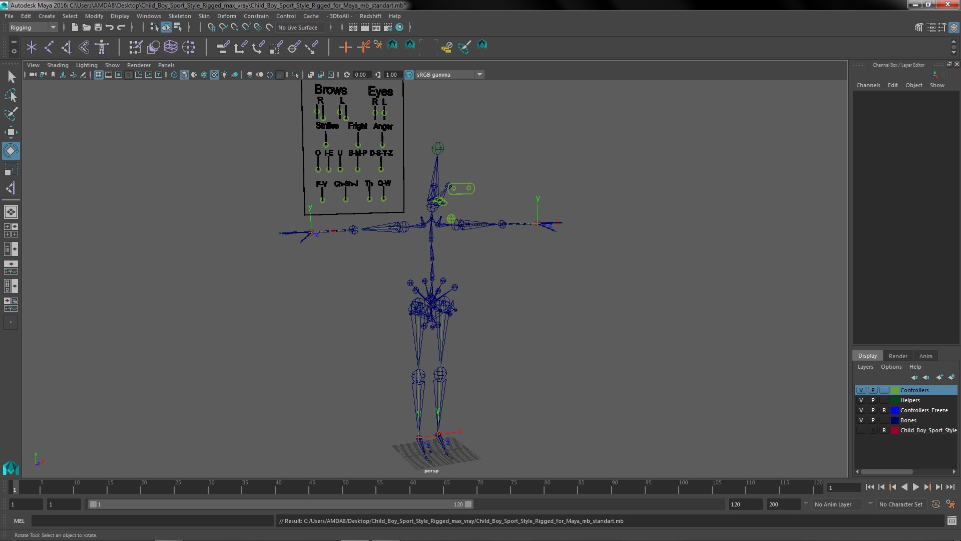 Child Boy Sport Style Rigged for Maya 3D