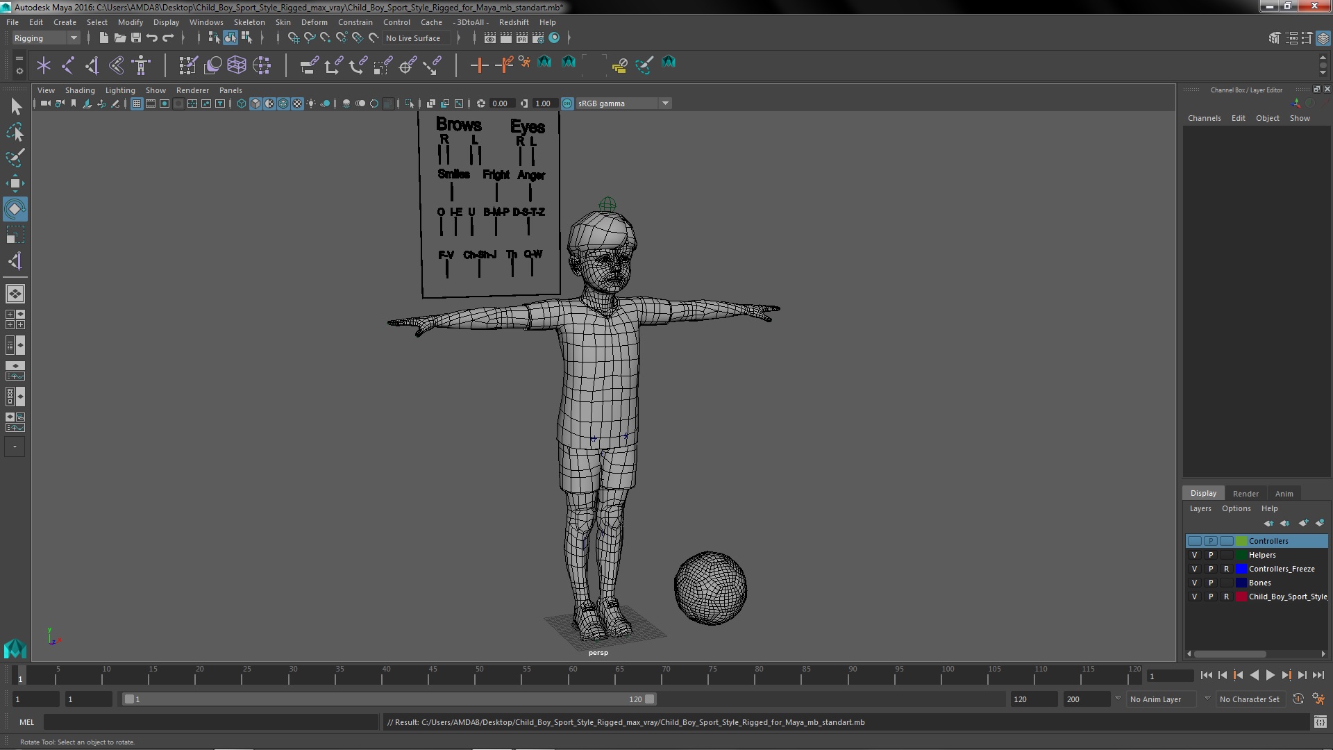 Child Boy Sport Style Rigged for Maya 3D