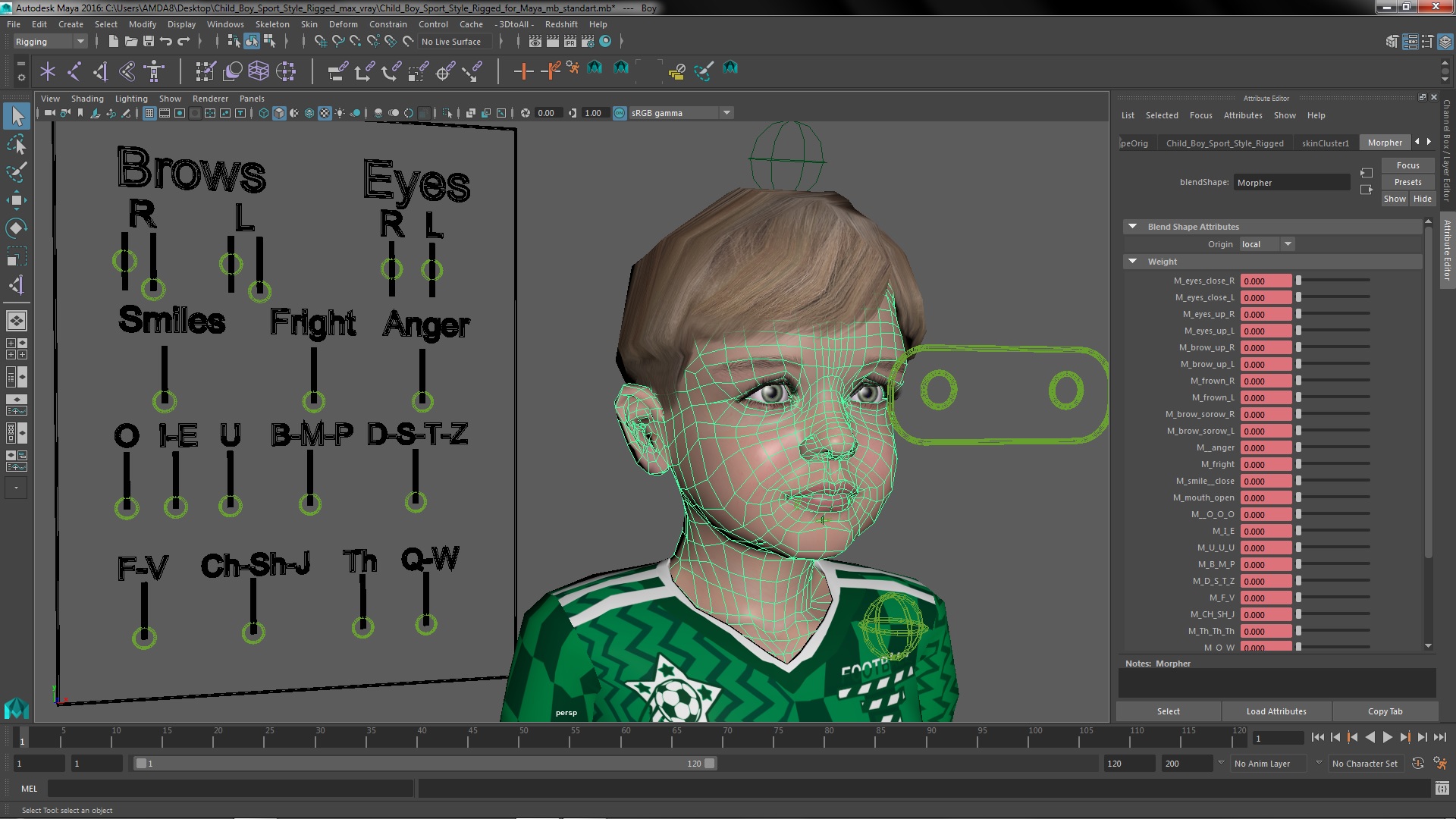 Child Boy Sport Style Rigged for Maya 3D