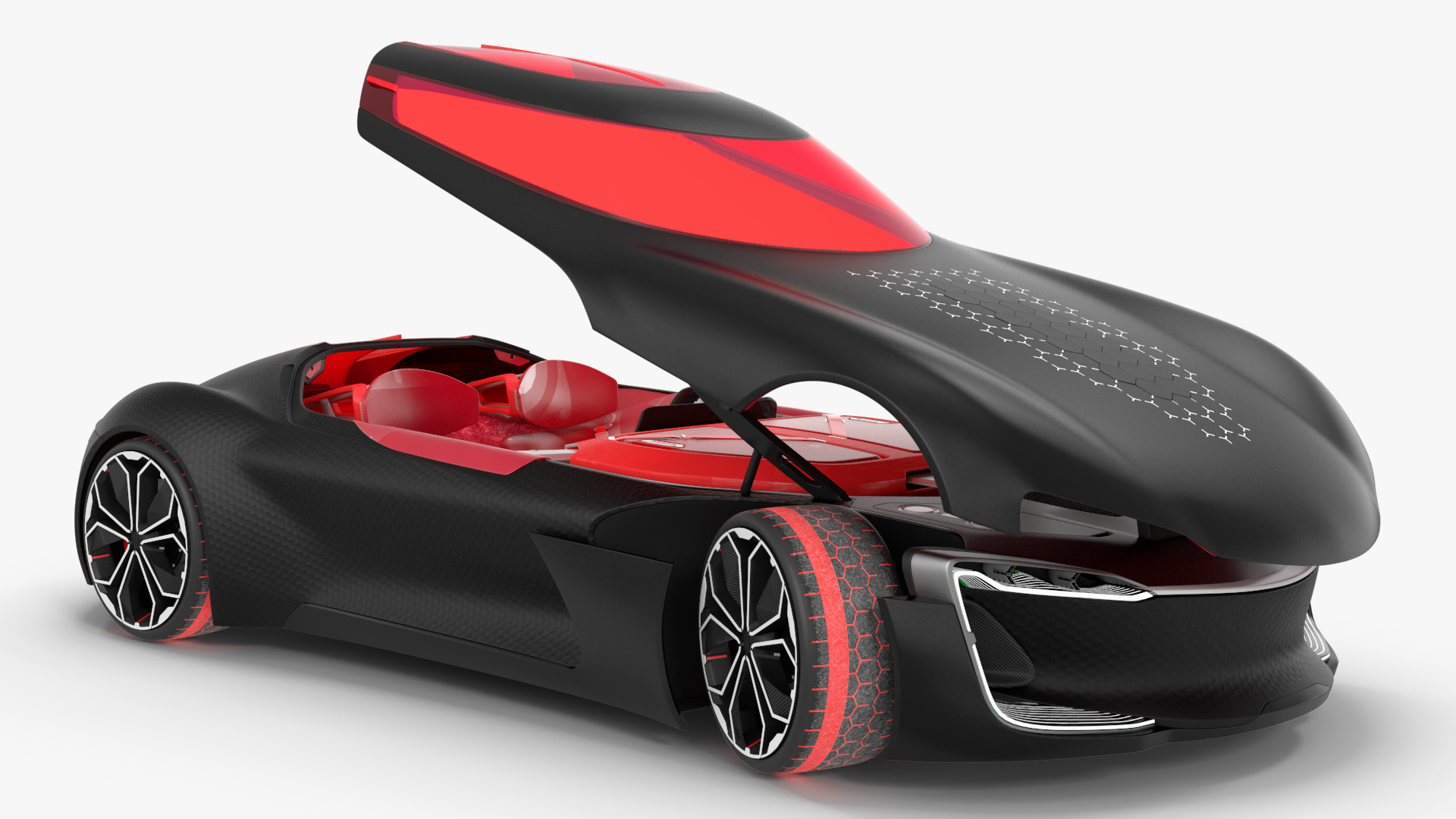 3D Electric Sports Car Black Rigged for Cinema 4D