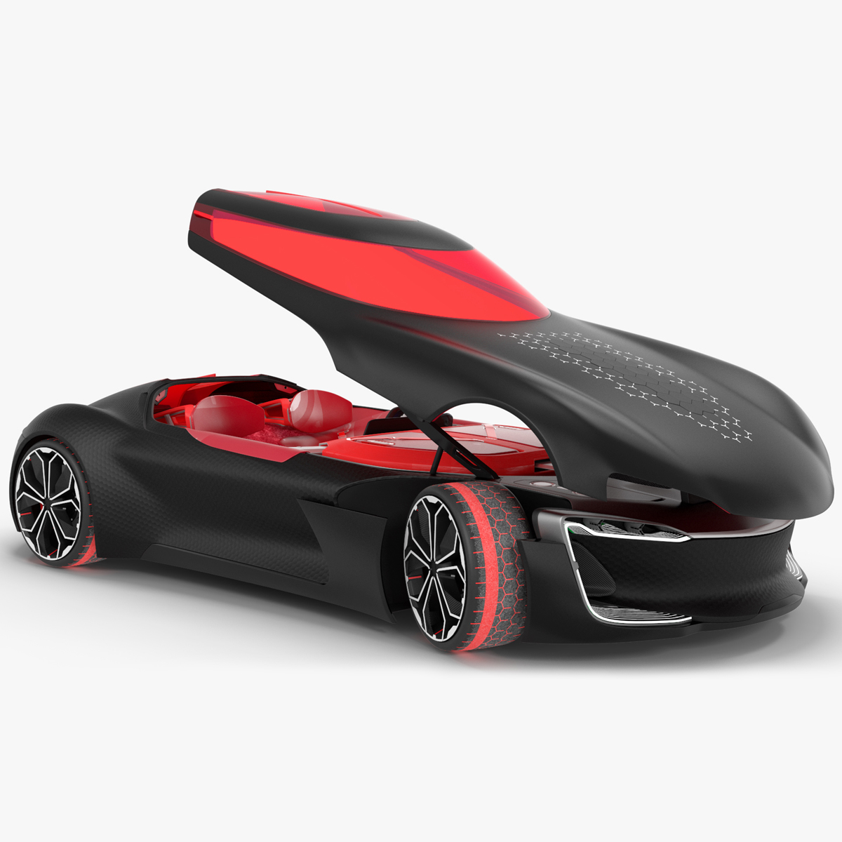 3D Electric Sports Car Black Rigged for Cinema 4D