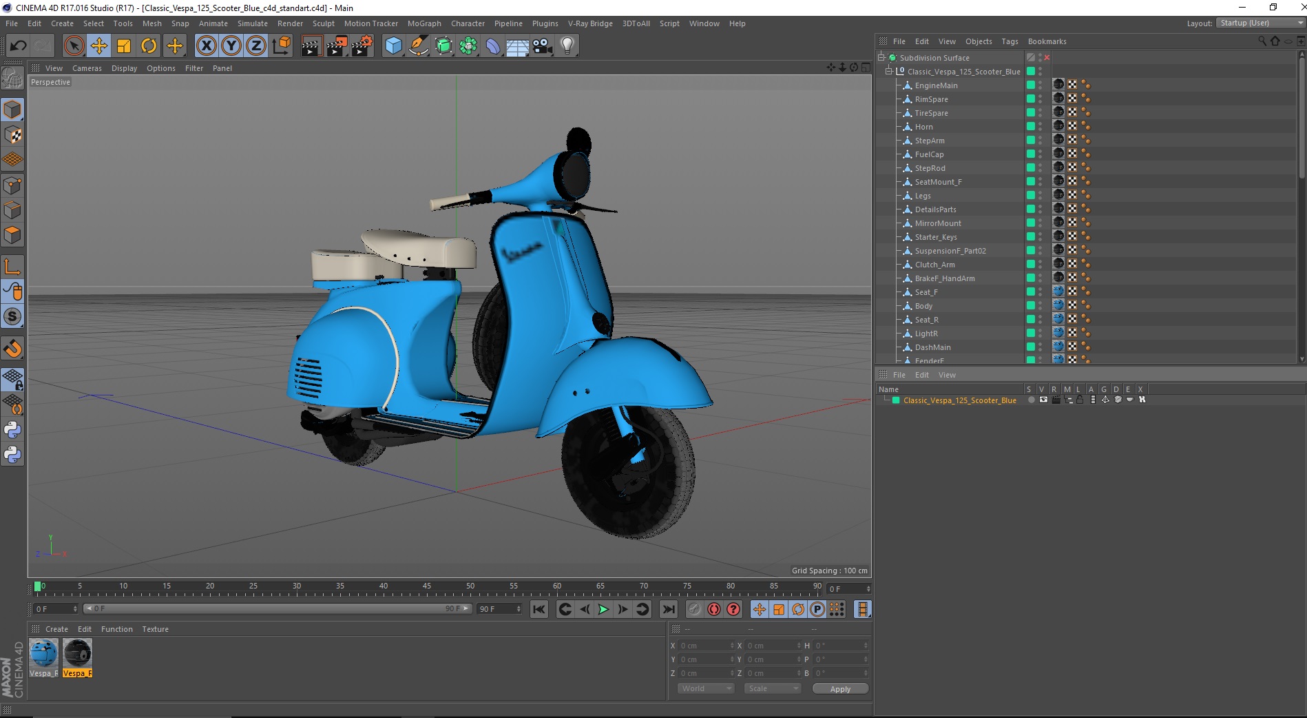 3D model Classic Vespa 125 Scooter Blue