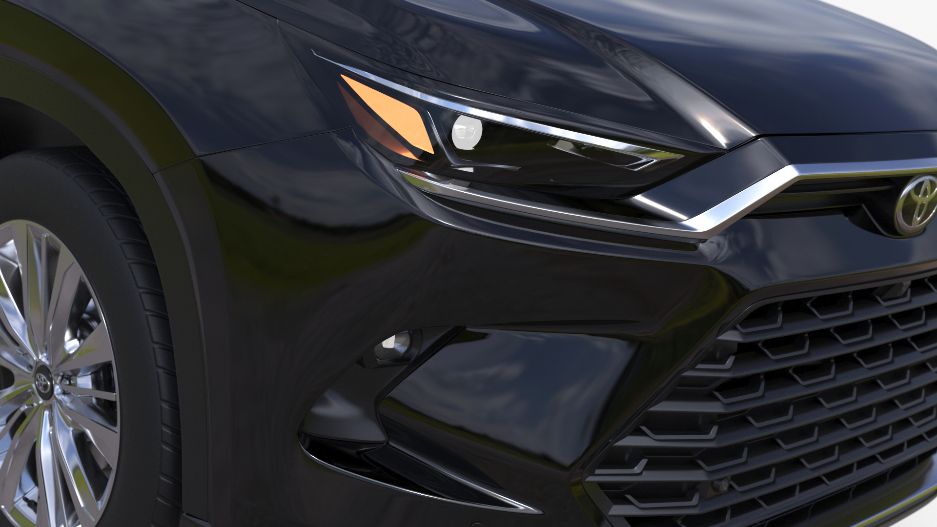 3D model Toyota Grand Highlander 2024 Black Simplified