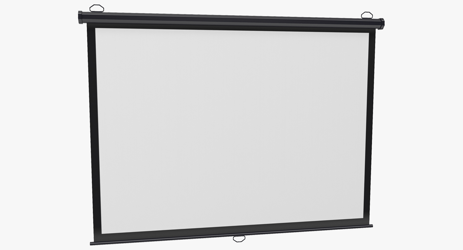 Pull Down Projection Screen Wall Ceiling Mounted Black 3D model