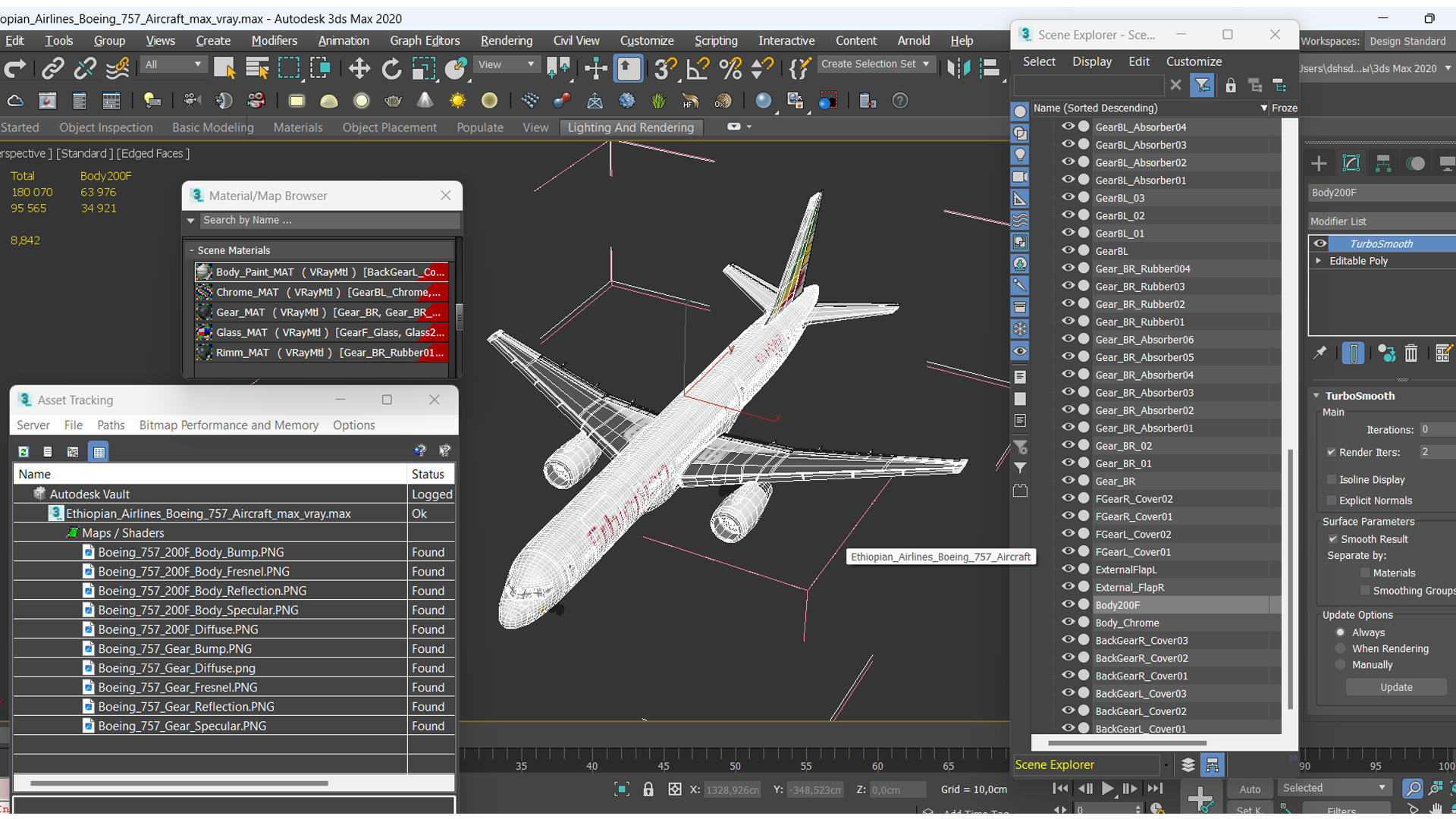 3D Ethiopian Airlines Boeing 757 Aircraft model