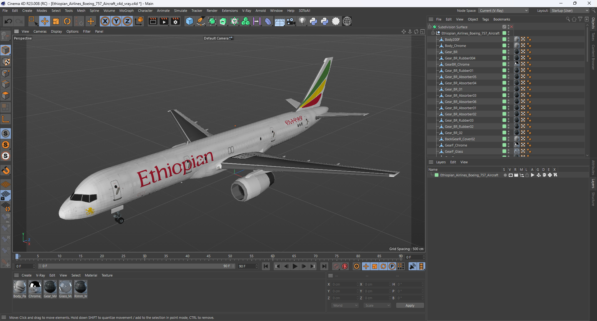 3D Ethiopian Airlines Boeing 757 Aircraft model