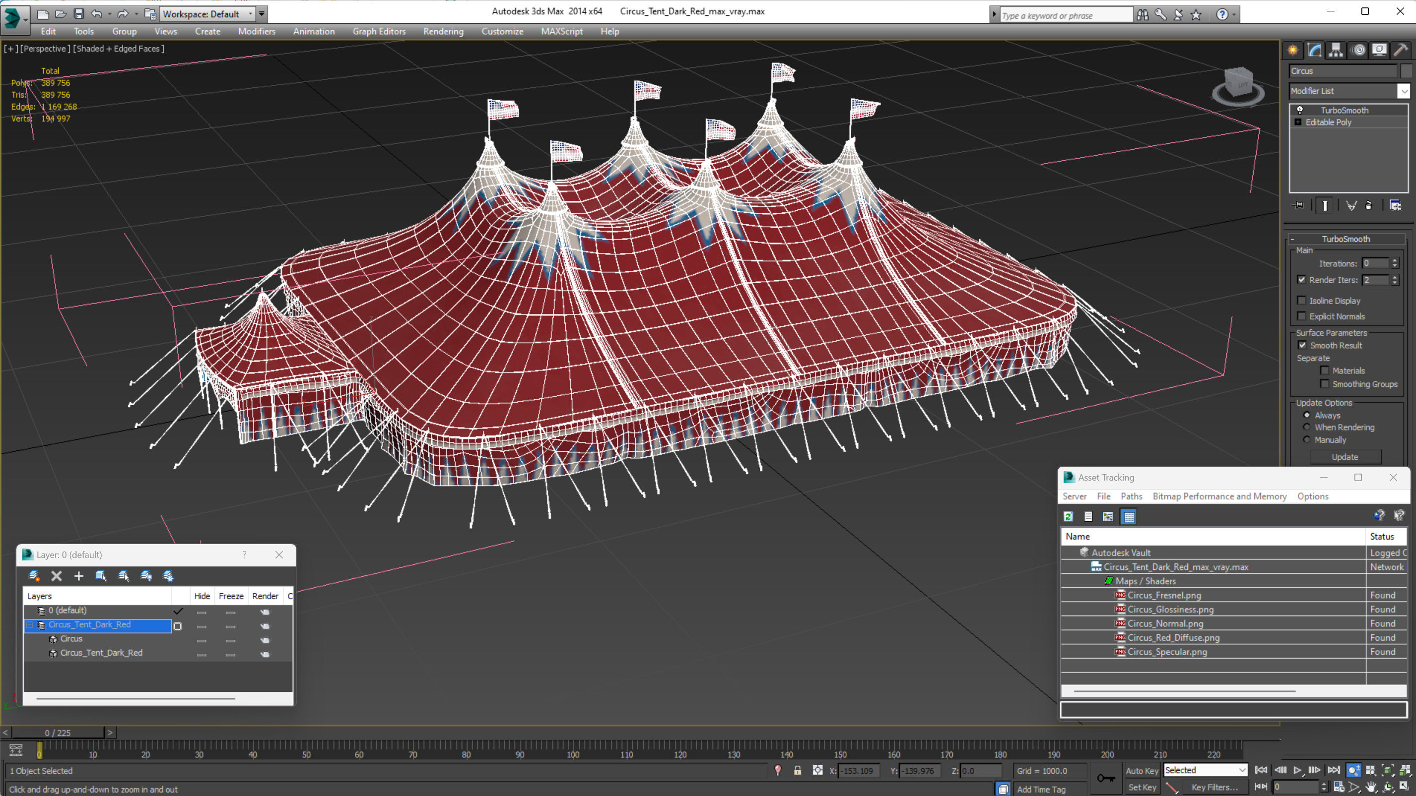 3D model Circus Tent Dark Red