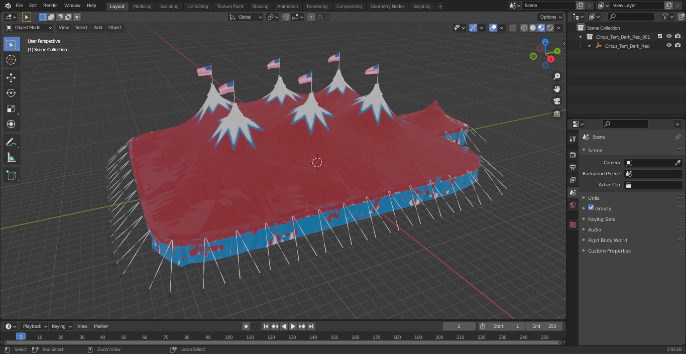 3D model Circus Tent Dark Red