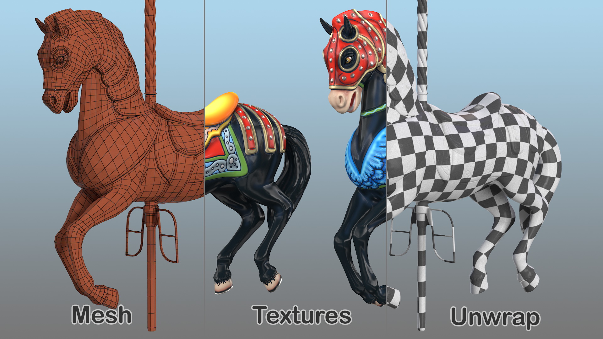 3D model Carousel Horse Black