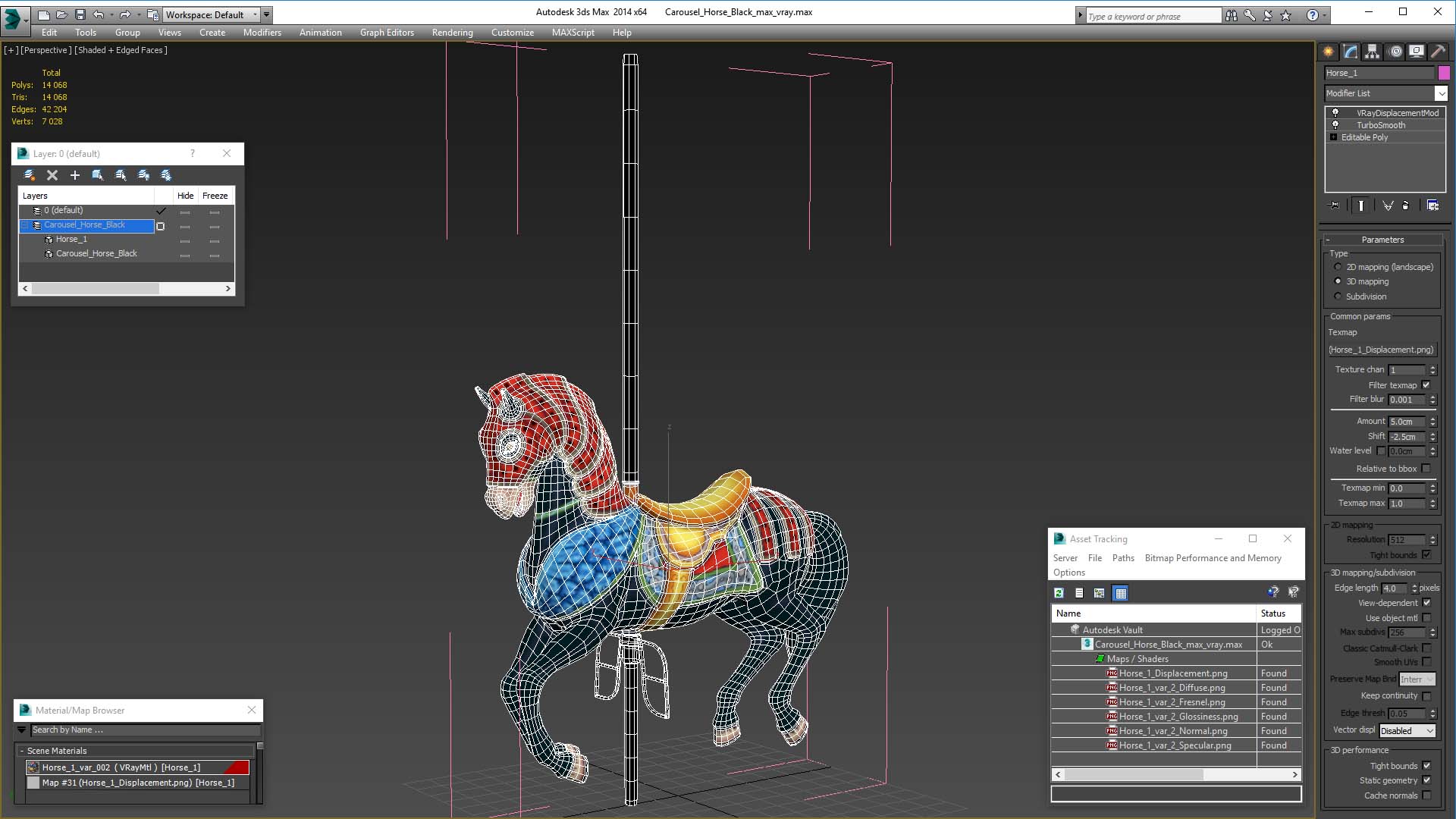 3D model Carousel Horse Black