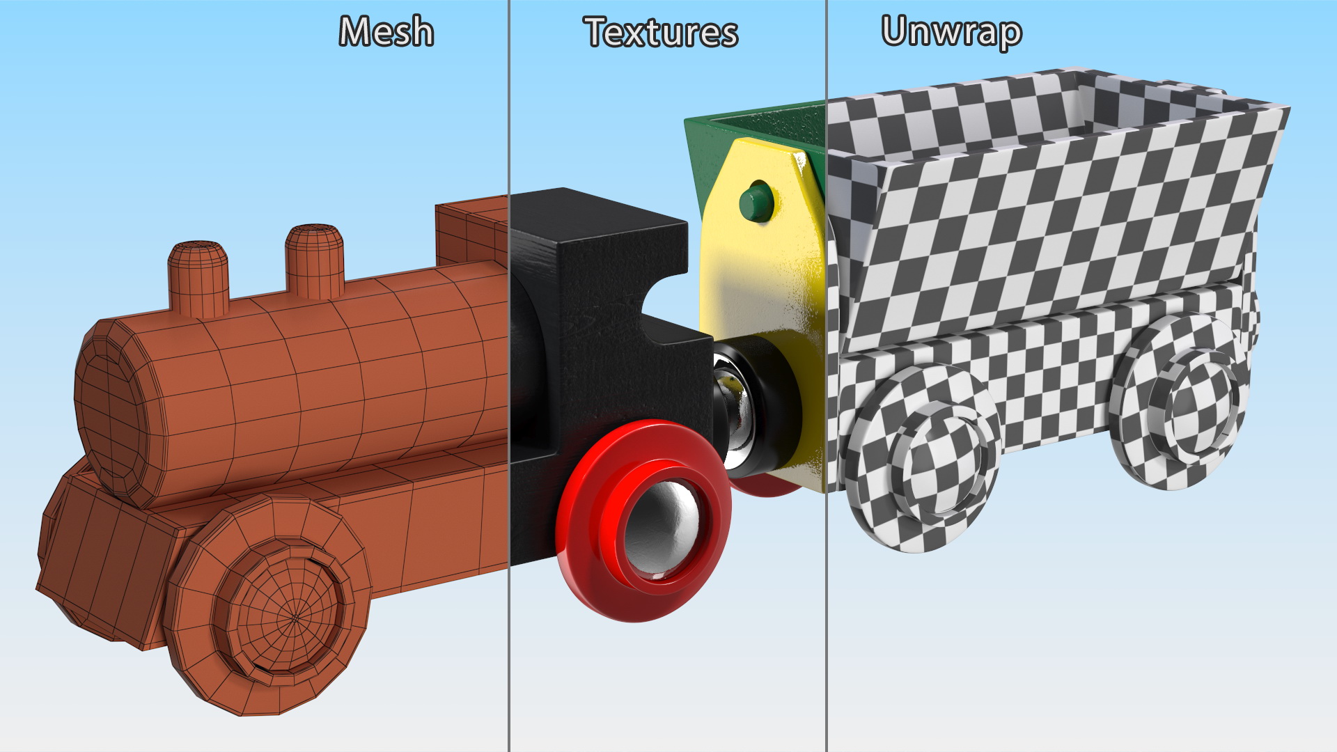 3D Wooden Toy Train 2 model