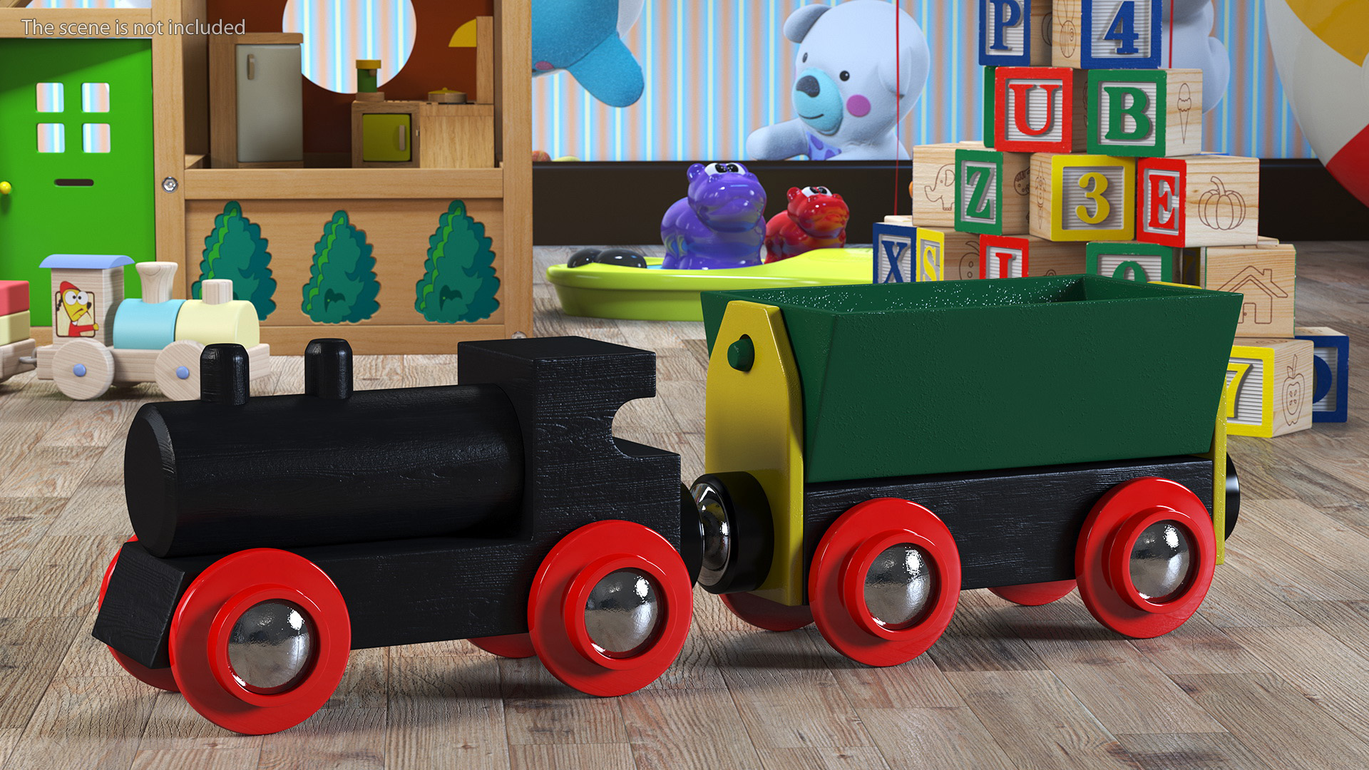 3D Wooden Toy Train 2 model