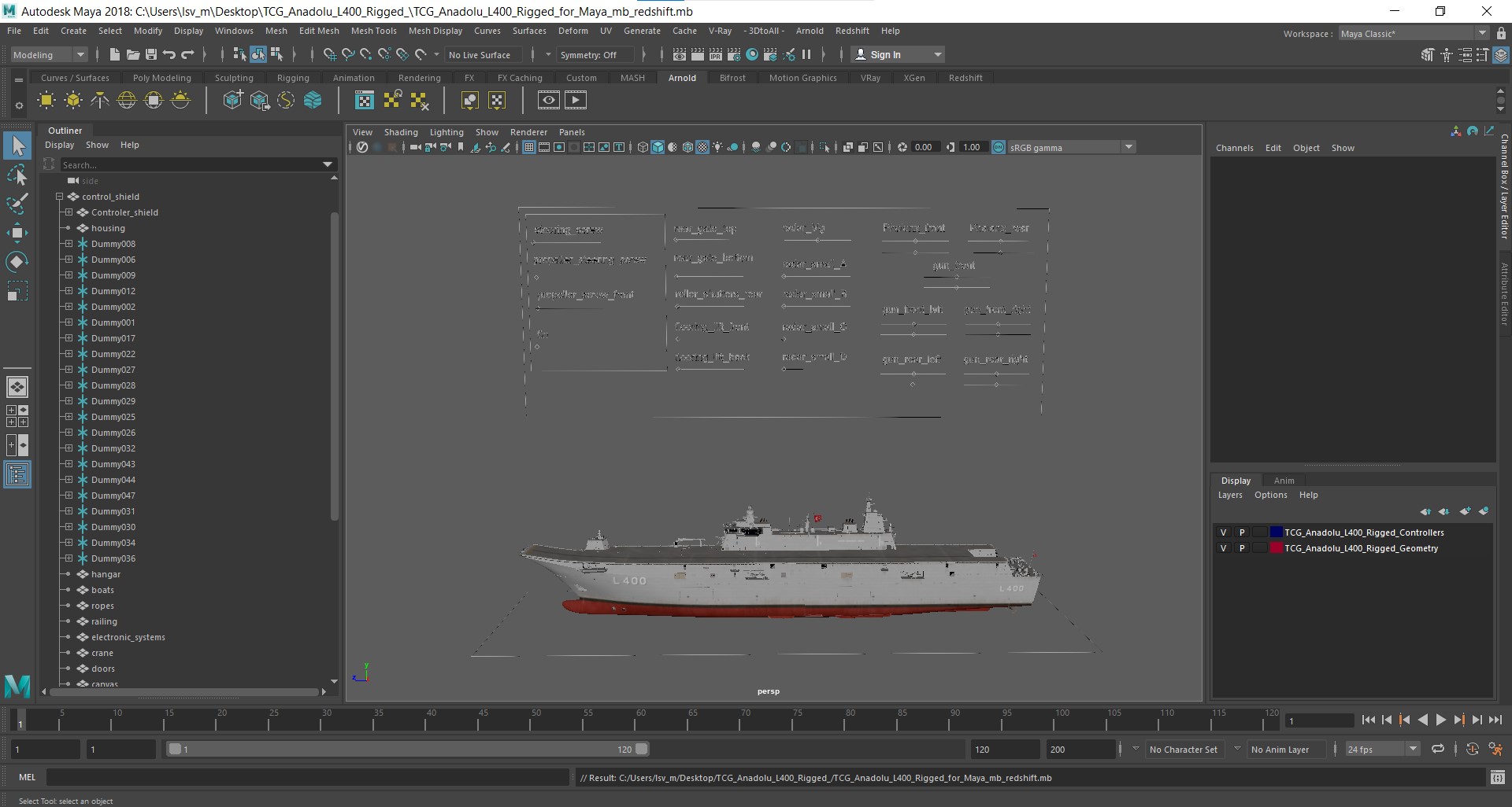 TCG Anadolu L400 Rigged for Maya 3D