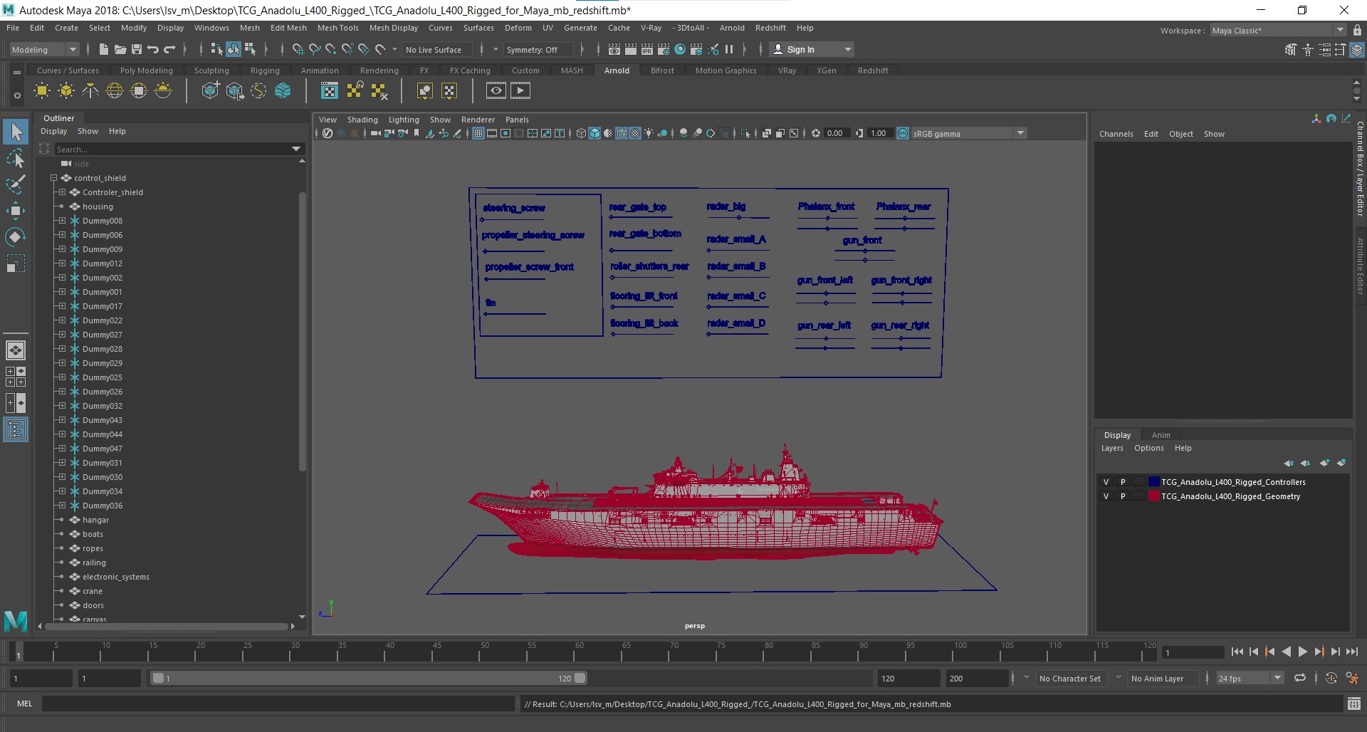 TCG Anadolu L400 Rigged for Maya 3D