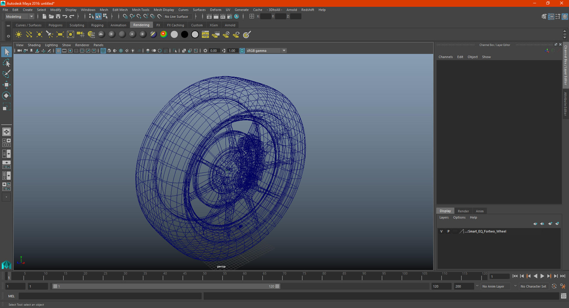 3D Smart EQ Fortwo Wheel