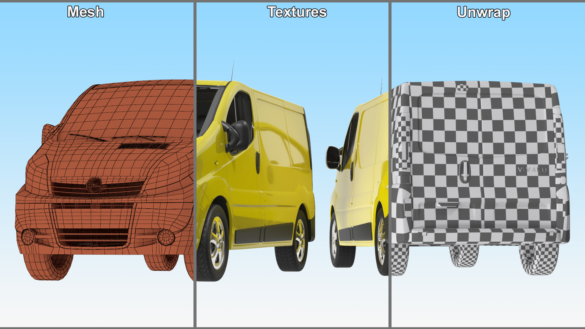 3D model Yellow Transporter Opel Vivaro