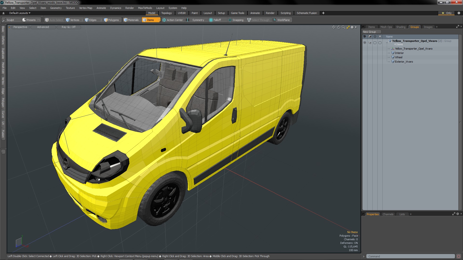 3D model Yellow Transporter Opel Vivaro