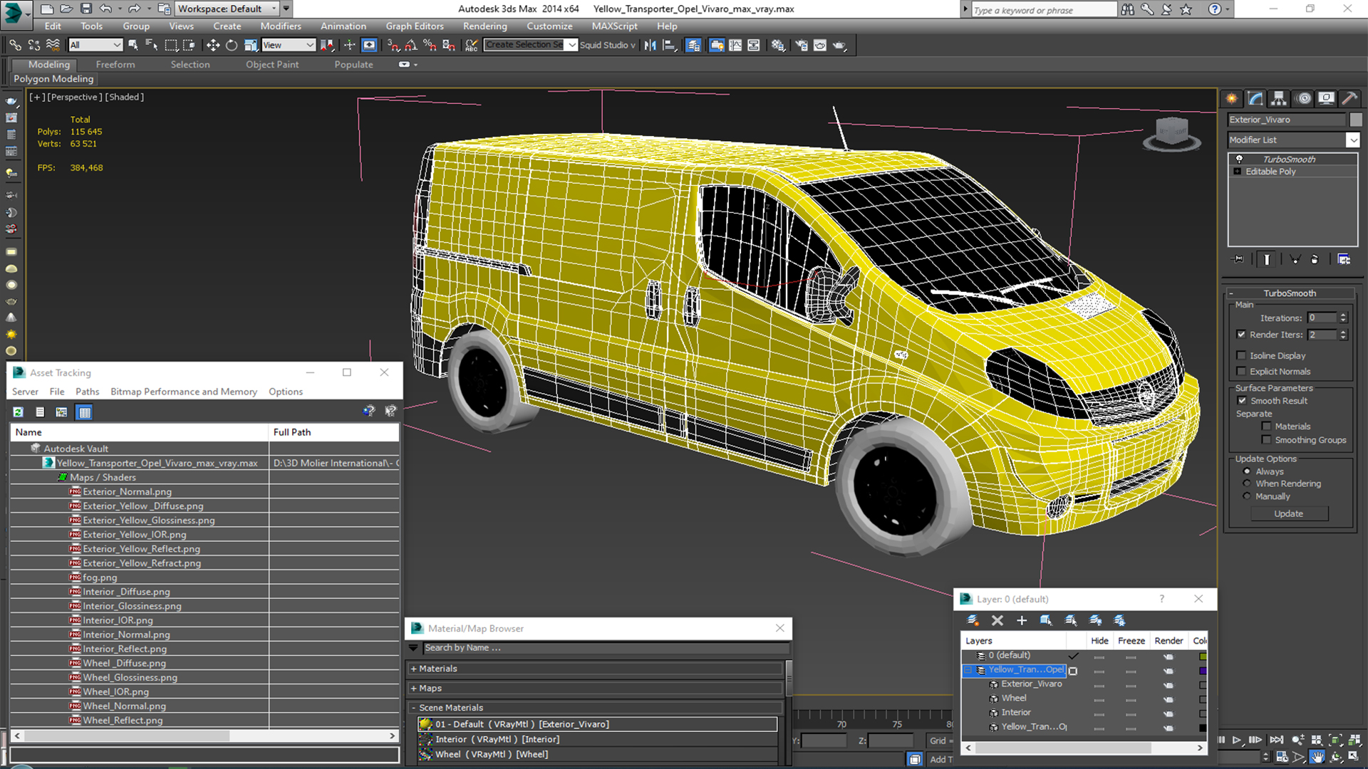 3D model Yellow Transporter Opel Vivaro