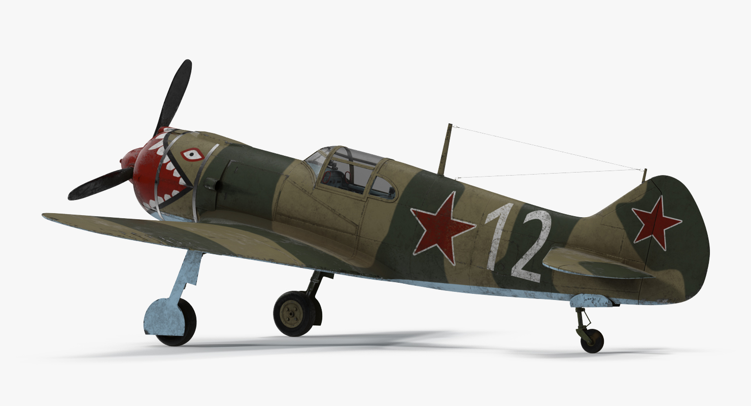 3D model La 5 WWII Soviet Fighter Aircraft Rigged